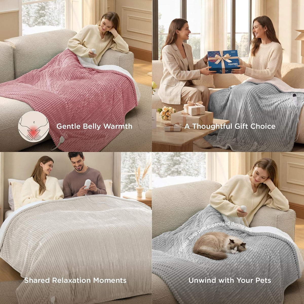 Bedsure GentleSoft Manta Eléctrica Tamaño Full - Manta Térmica de F...