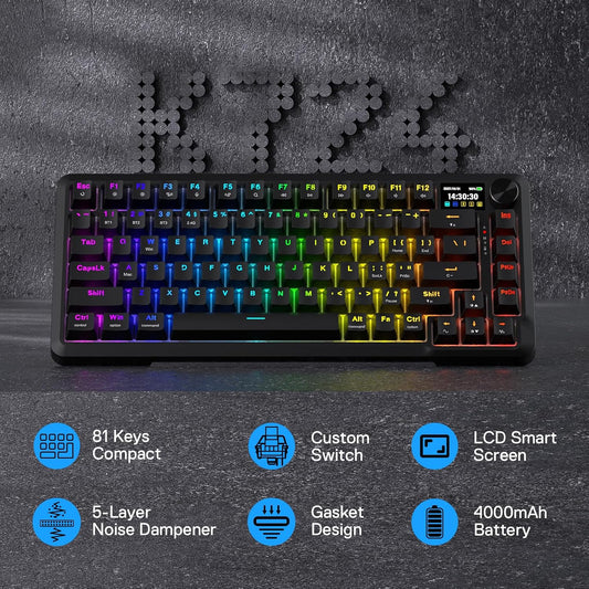 Redragon K724 PRO Teclado inalámbrico para juegos con junta de 81 t...