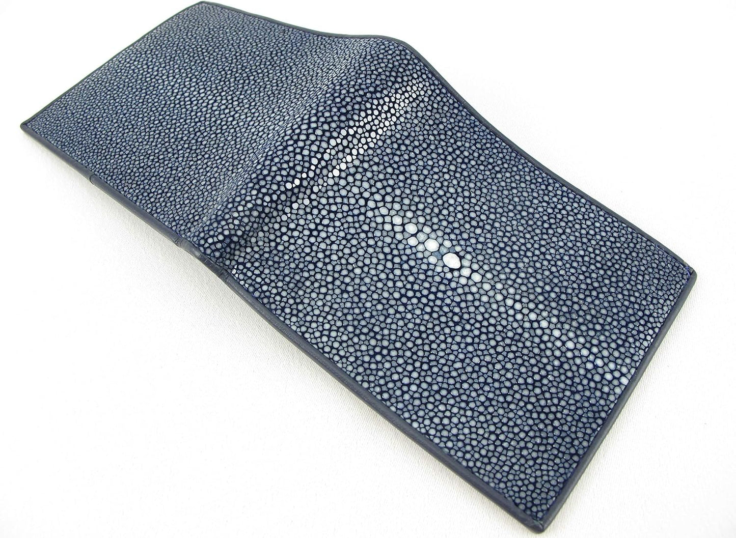 Pelgio Cartera plegable de cuero de piel de Shagreen pulido genuino...