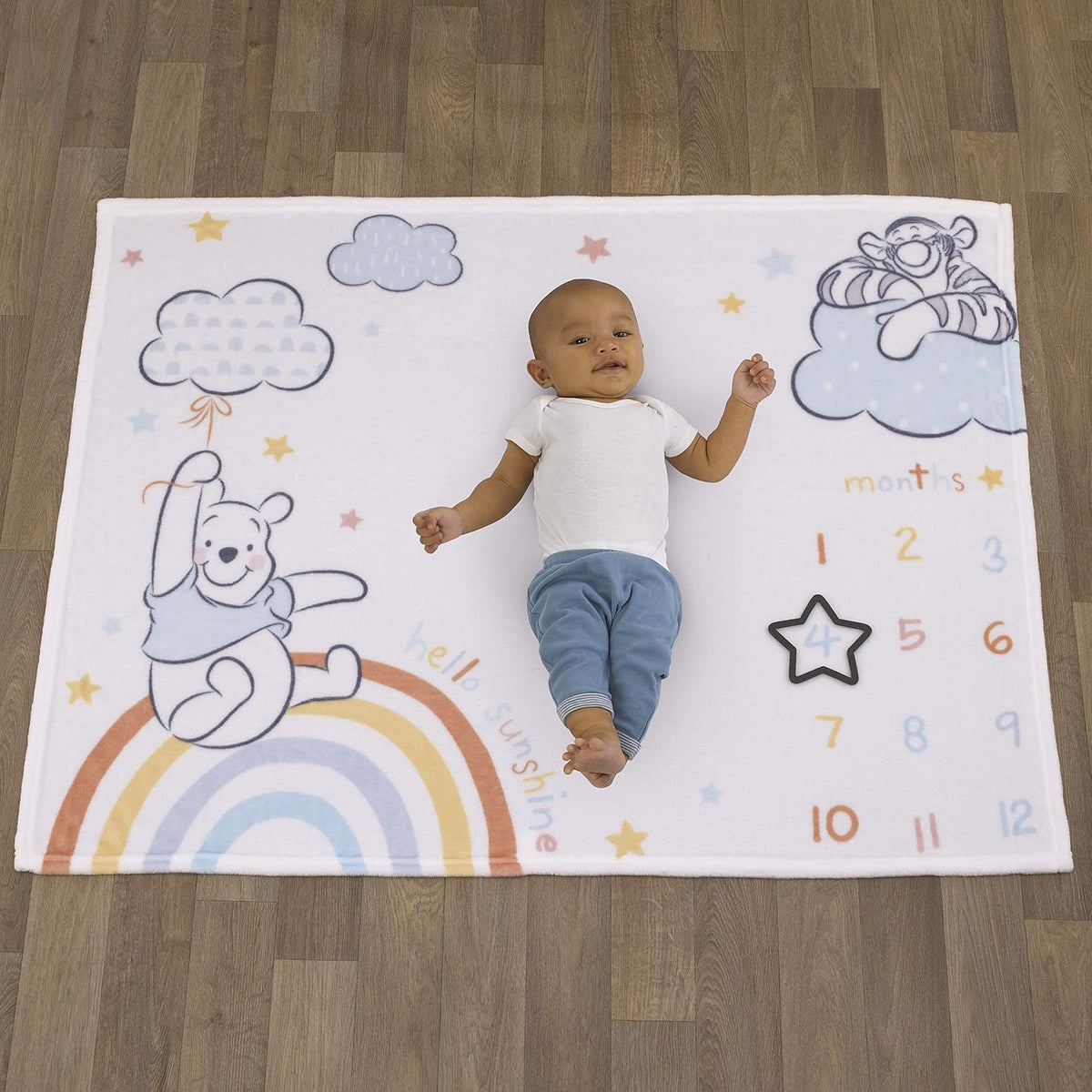 Disney Winnie The Pooh Multi Rainbow &amp; Blanco Supersuave Manta...