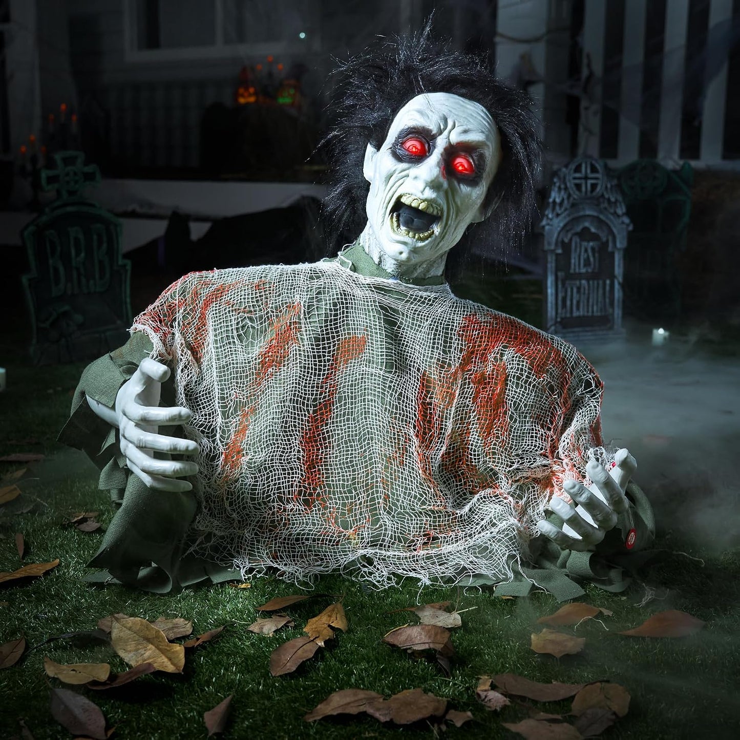 JOYIN - Decoración de Halloween animada, zombi con sonido aterrador...