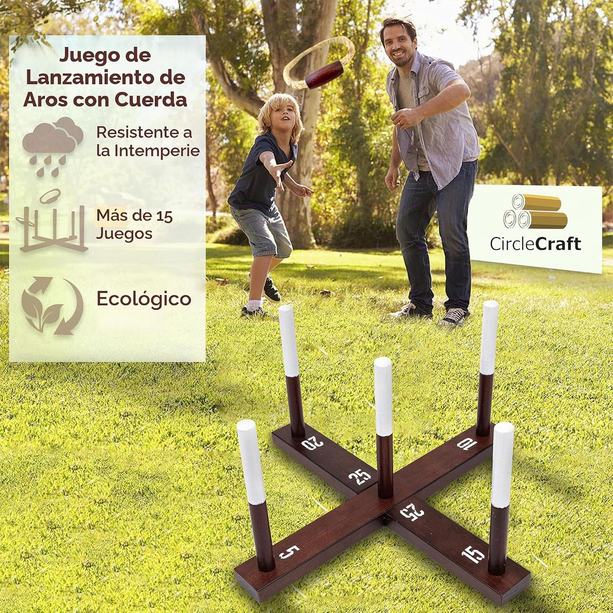 Juego de lanzamiento de anillos CircleCraft, incl. 6 anillos de cue...