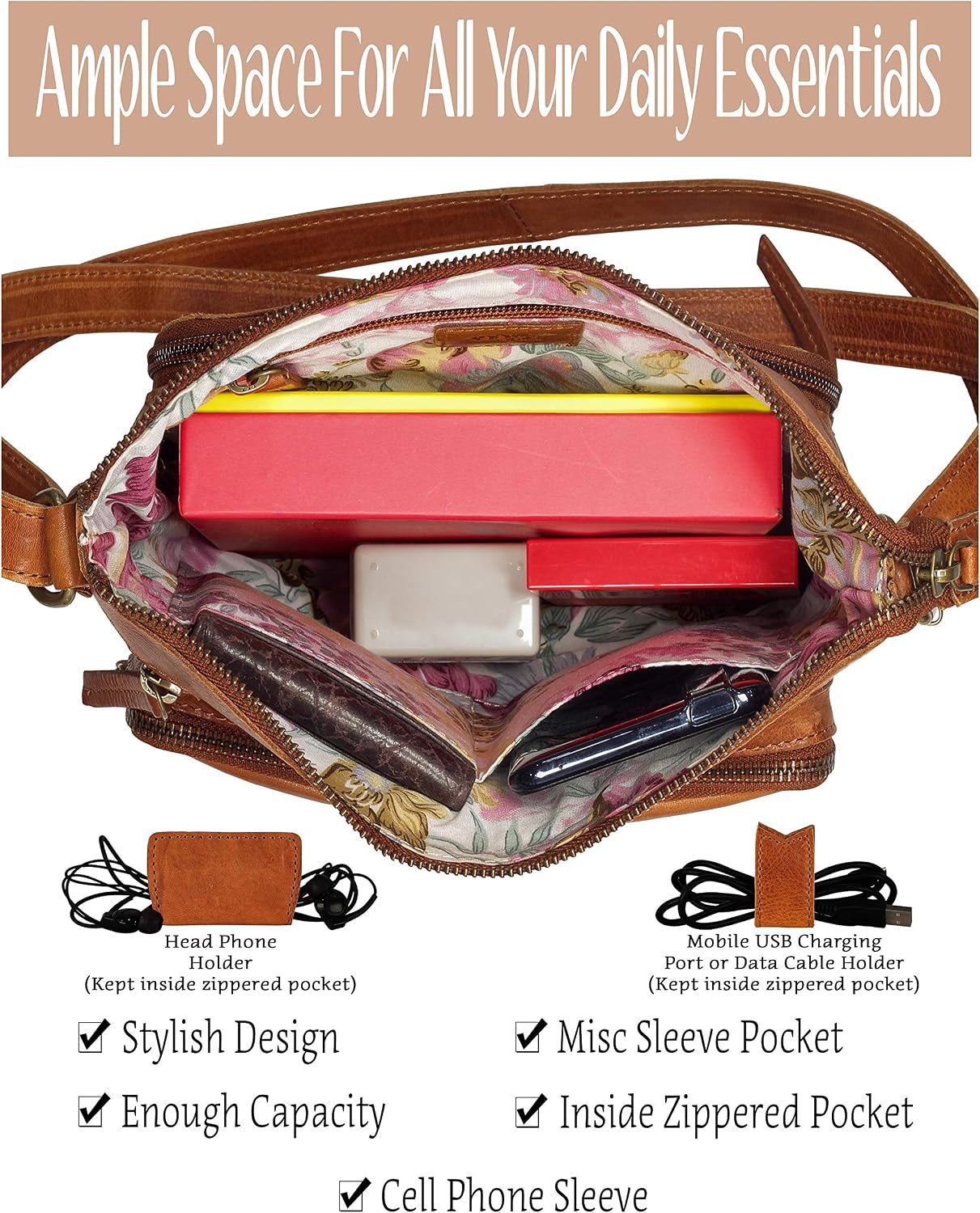 Mou Meraki Bolso cruzado de cuero genuino y bolsos - Bolso cruzado...