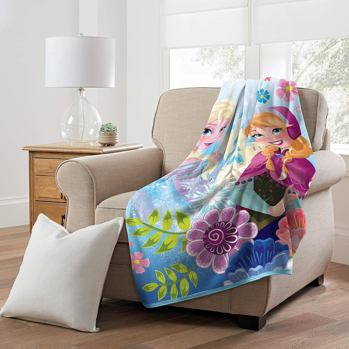 Disney Frozen, manta de micro raschel "Floral Fjord", 46 x...