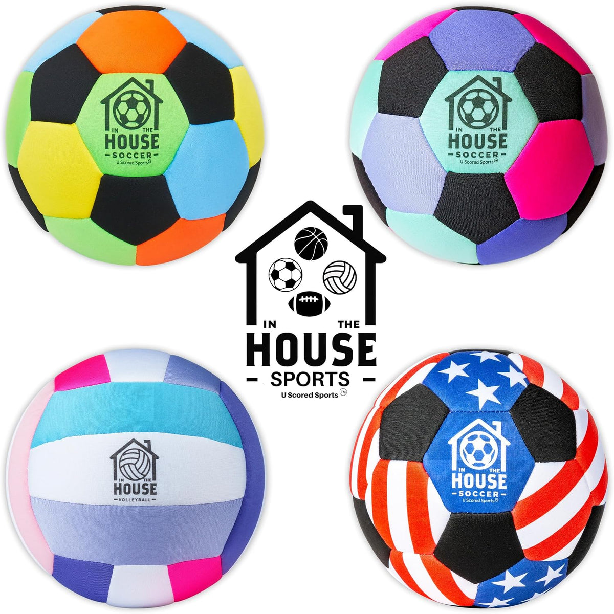 U Scored Sports in The House - Balón de fútbol acolchado tamaño 4 p...
