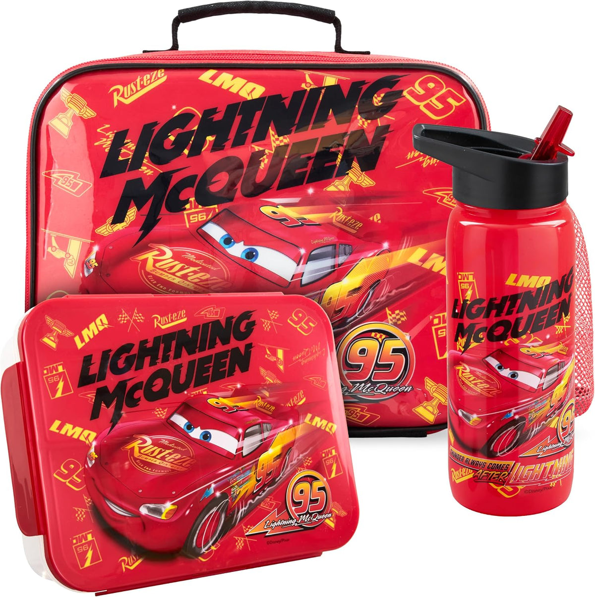 Get Trend Disney Cars Lightning McQueen Bolsa de almuerzo, caja Ben...