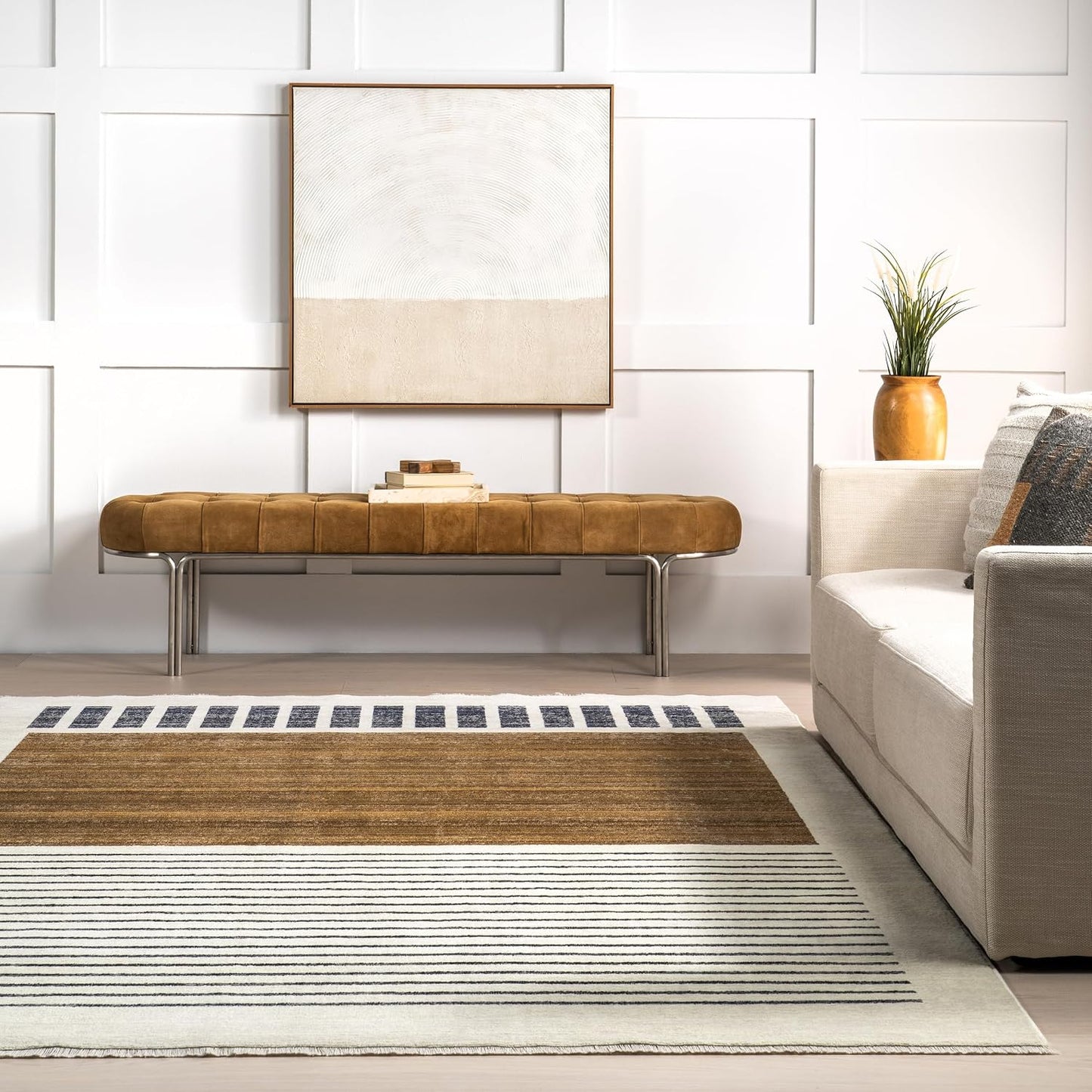 nuLOOM Fringed Performance Keeva Beige\/Marfil, 8' Cuadrada, Ab...