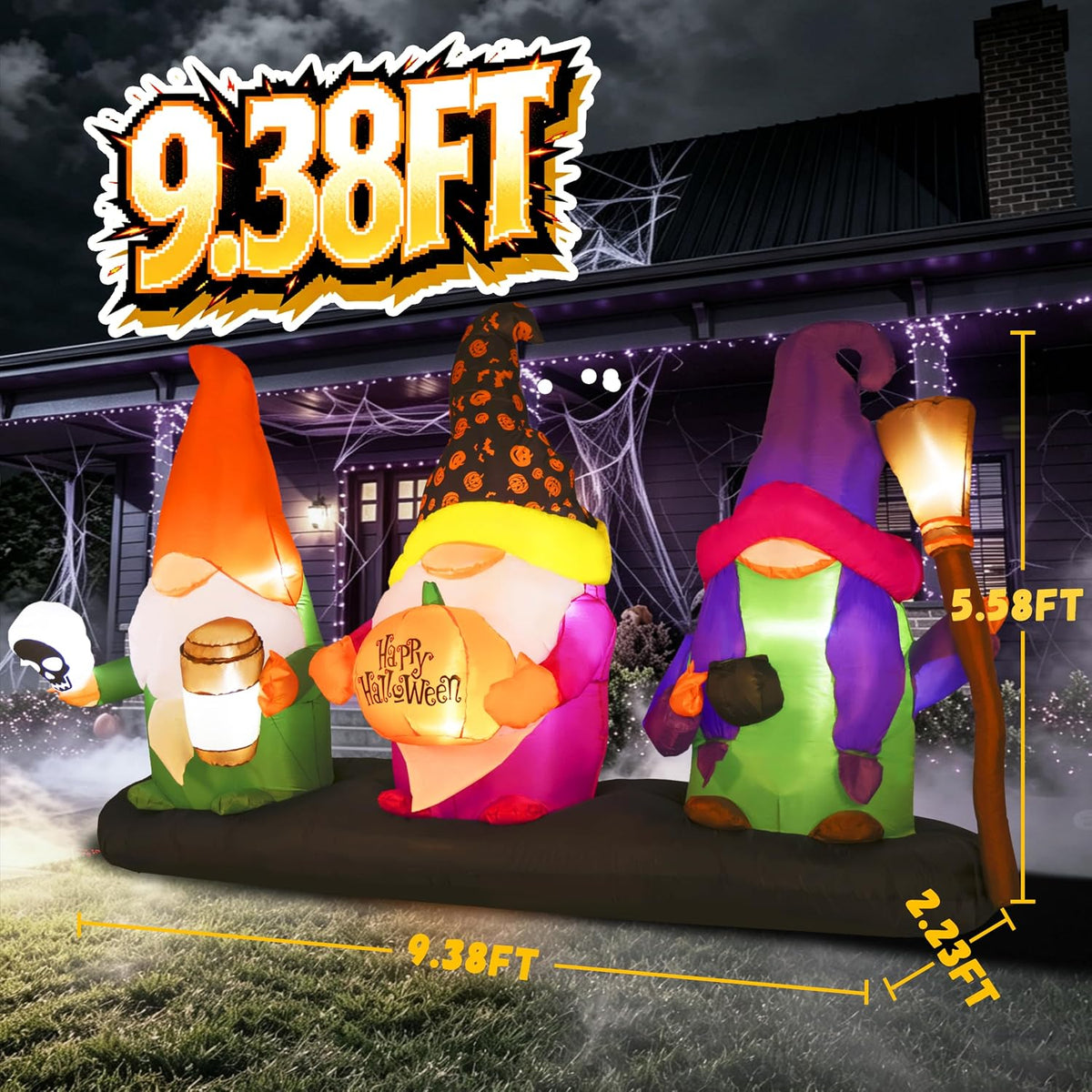 GIFTFIND Decoración inflable de 3 magos para Halloween de 9.4 pies...