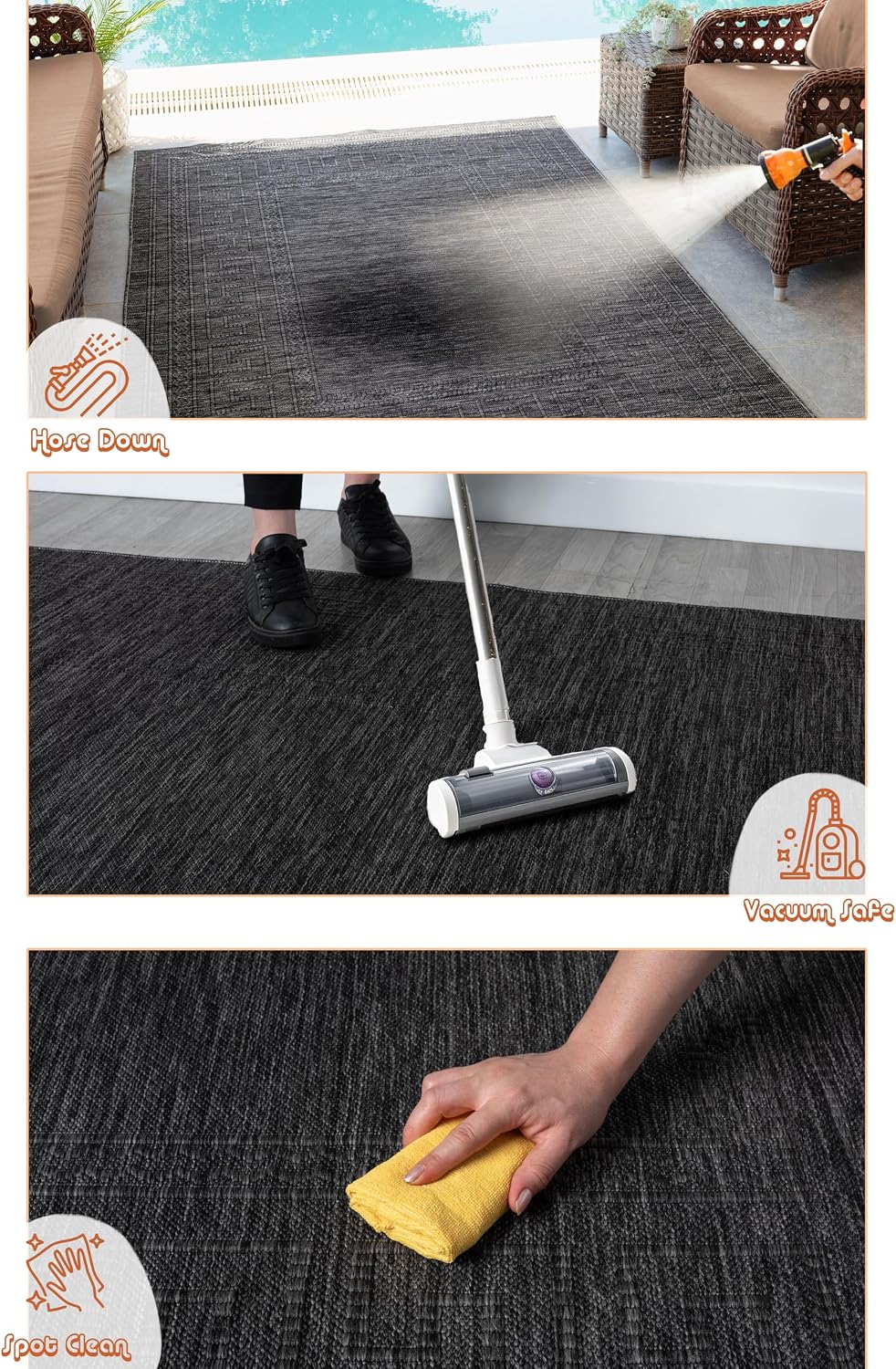 RUGGERRUGS Diana - Alfombra plegable texturizada para interiores y...