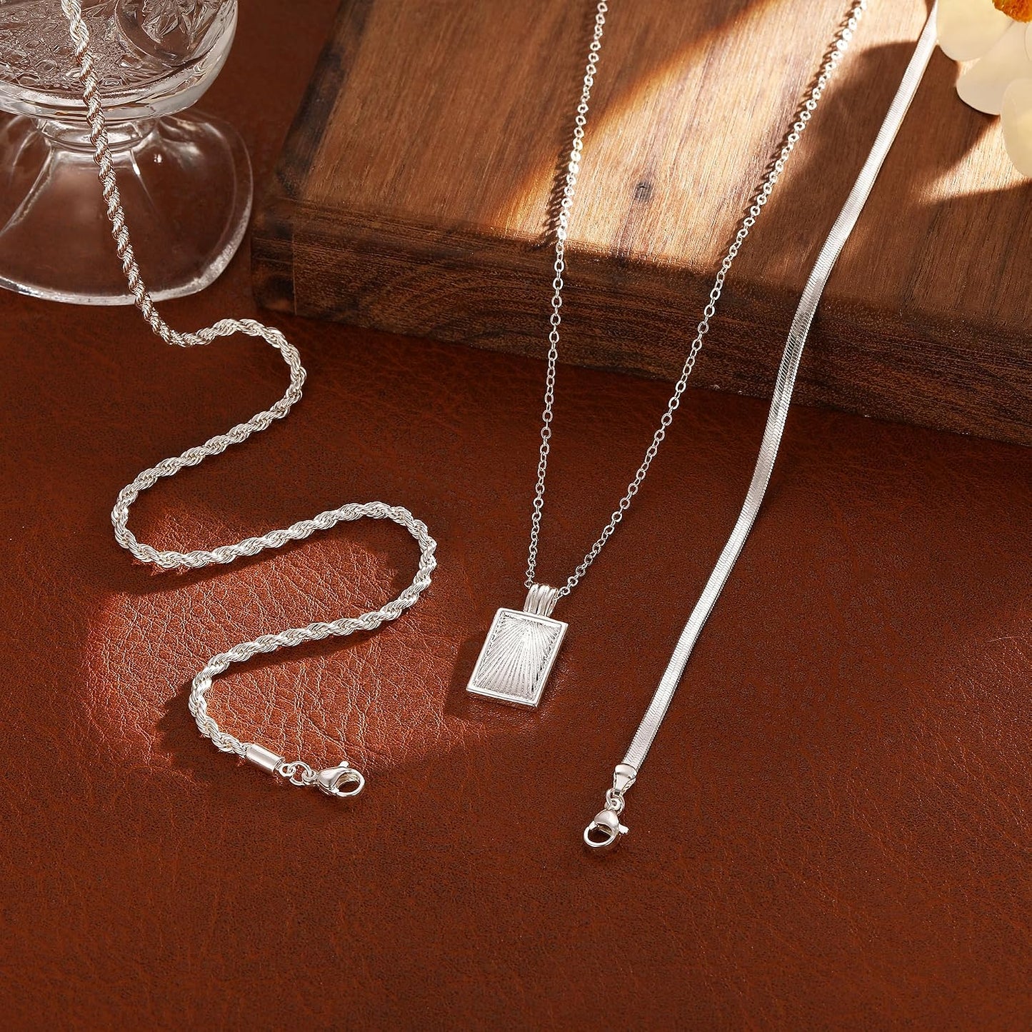 CAROVO Collar en capas de oro\/plata para mujer, chapado en oro\/pl...