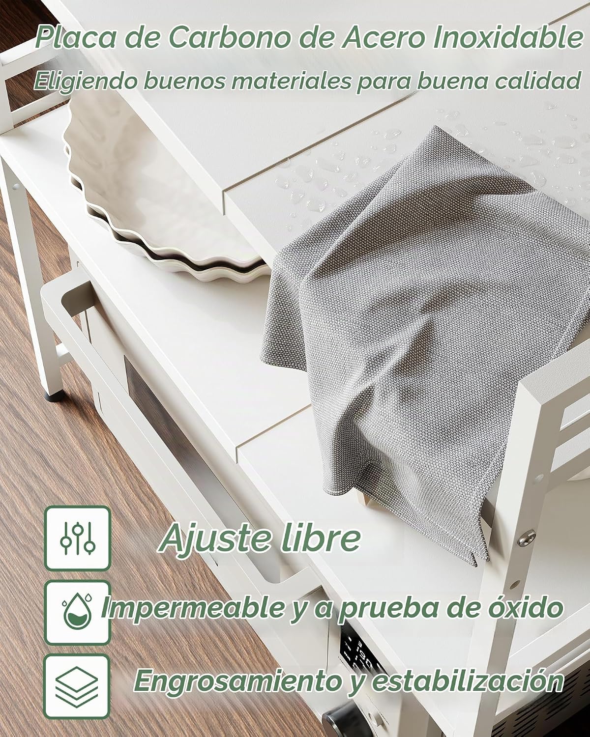 NETEL Soporte de microondas expandible de 3 niveles, estante para h...
