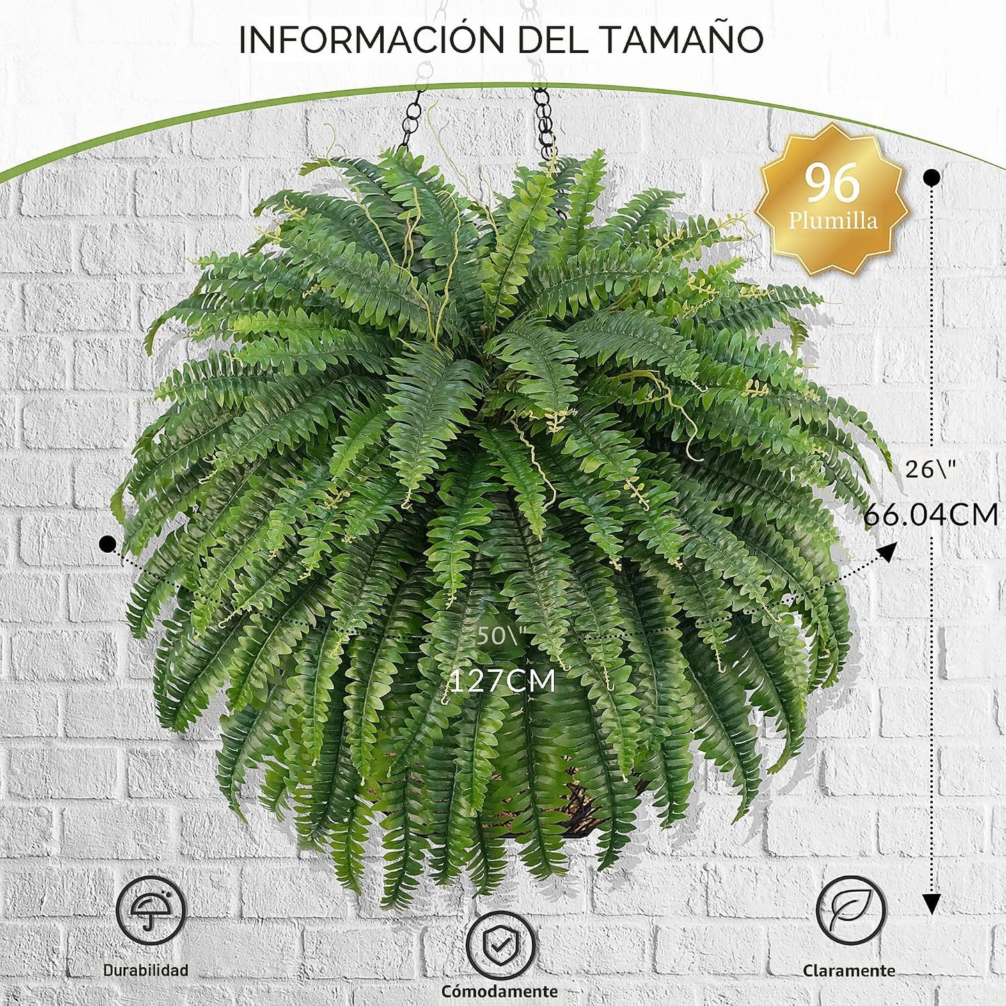 FOREST PRINCE Helechos artificiales de Boston de 50", plantas d...