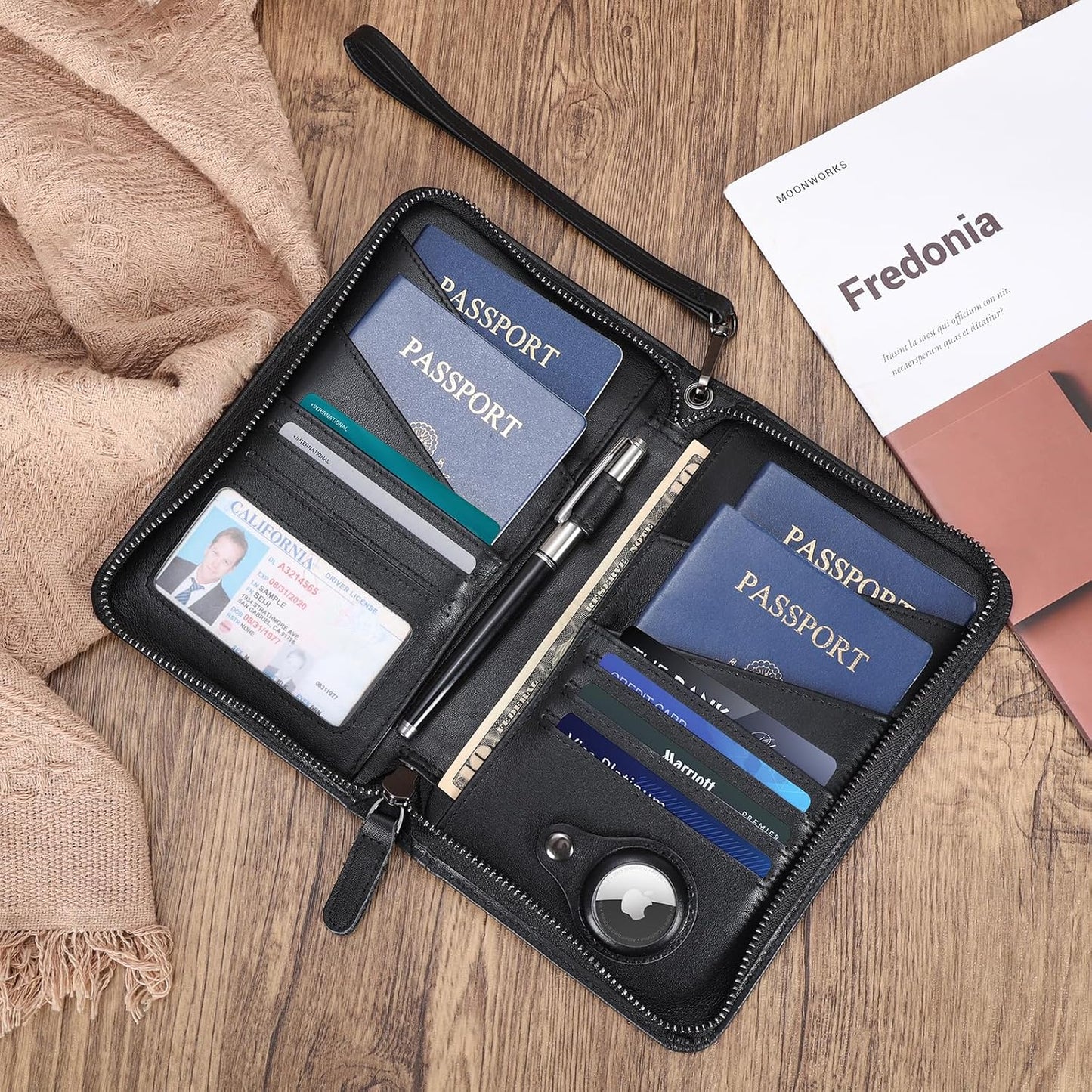 Polare - Funda para pasaporte de piel napa, para hombres y mujeres,...