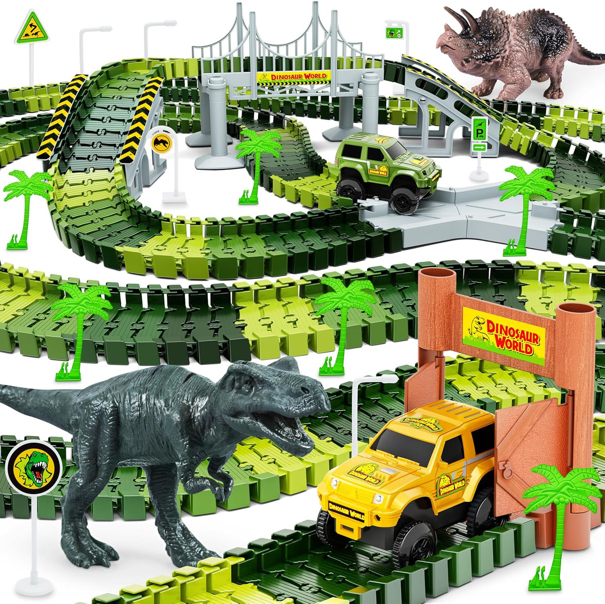 Pistas de dinosaurios, 271 piezas Create A Dinosaur World Road Race...