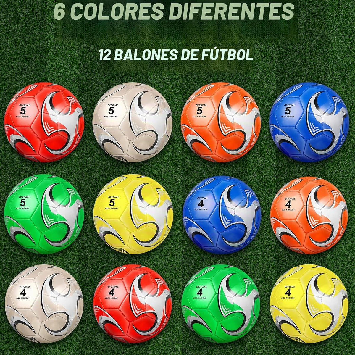 Supervitae Paquete de 12 pelotas de fútbol para adolescentes y adul...