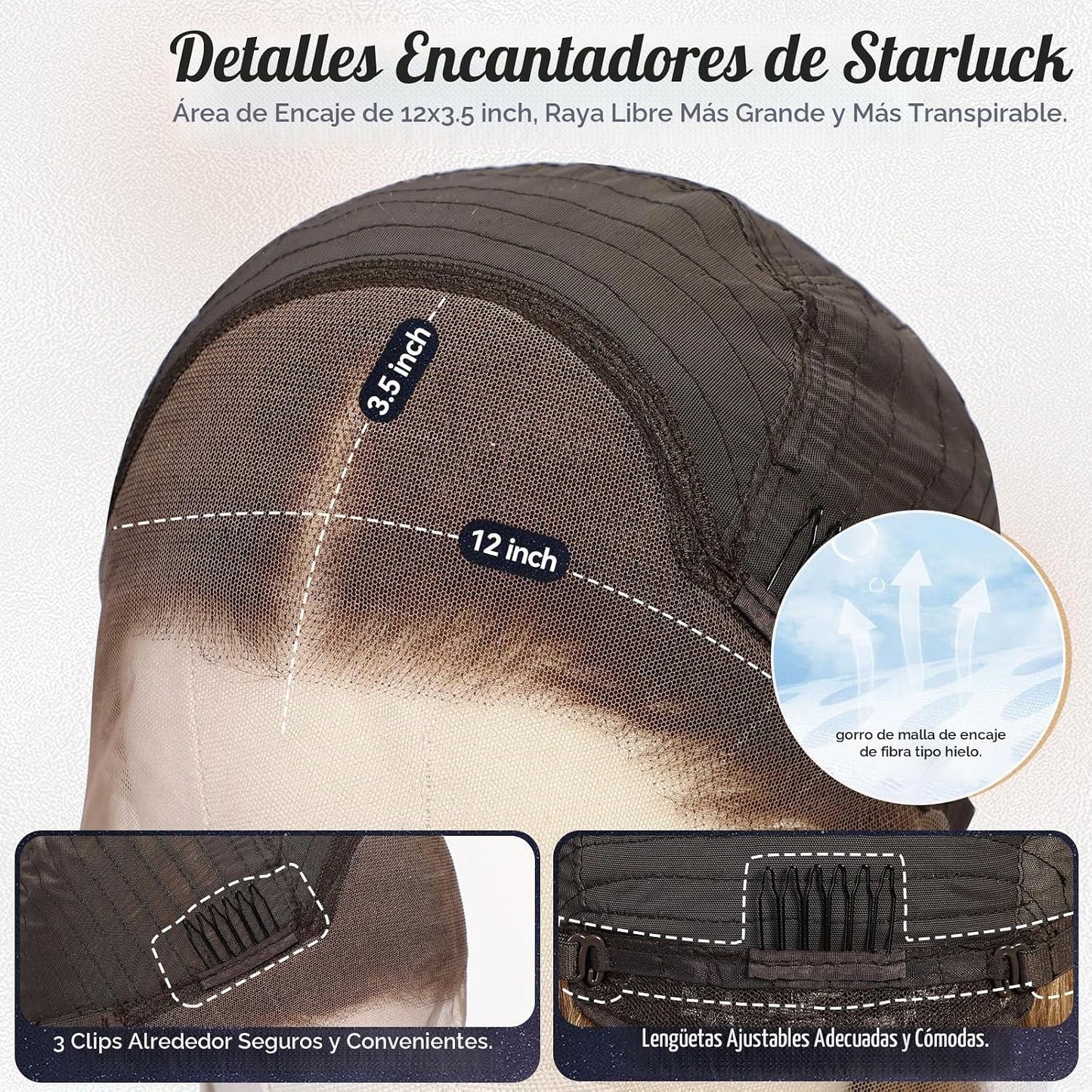 starluck Pelucas de cabello humano con encaje frontal, pelucas de c...