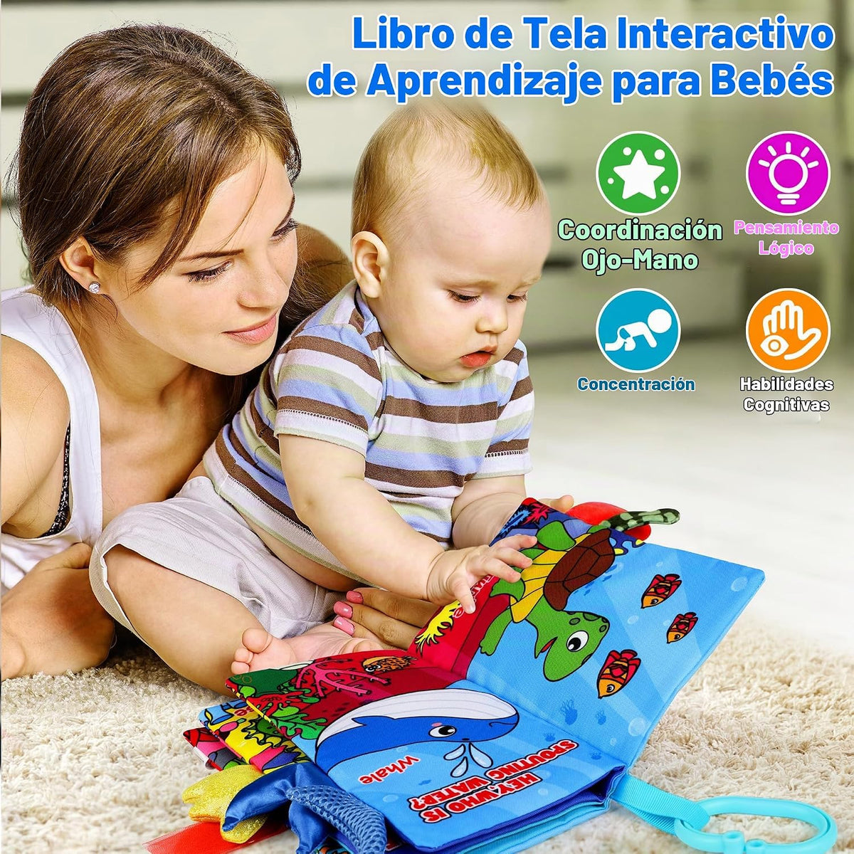 Helsort 2 piezas de libros de tela arrugada - Juguetes sensoriales...