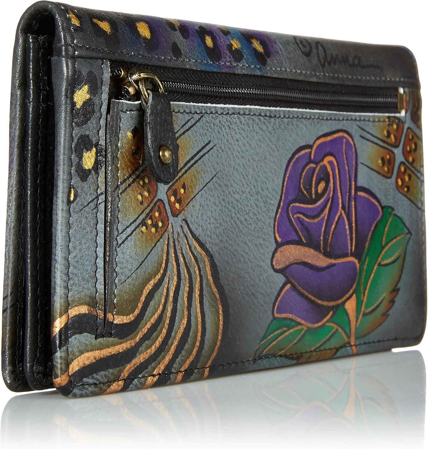 Anna by Anuschka Cartera de embrague de cuero pintado a mano para m...