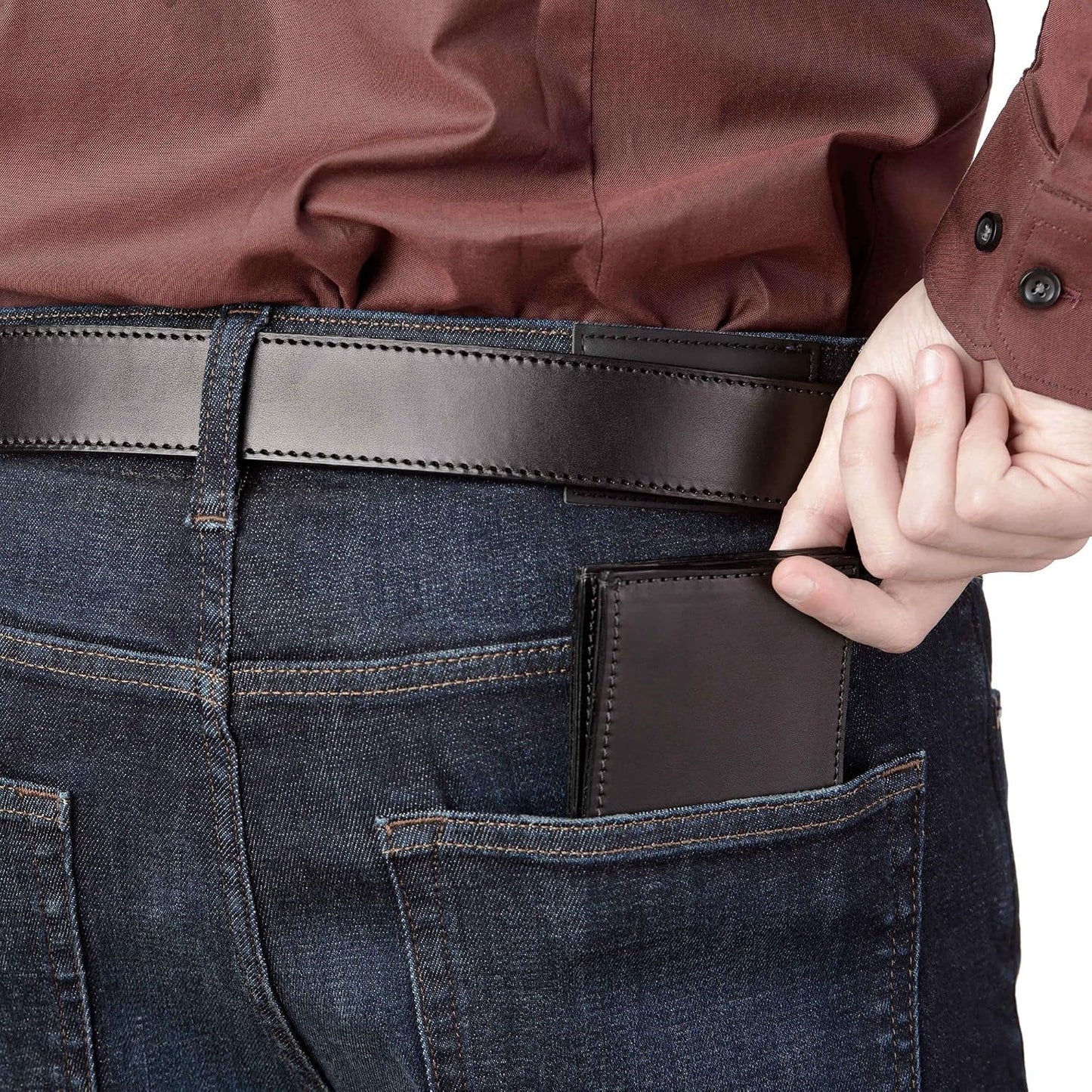 Billetera plegable de cuero de grano completo premium para hombre,...