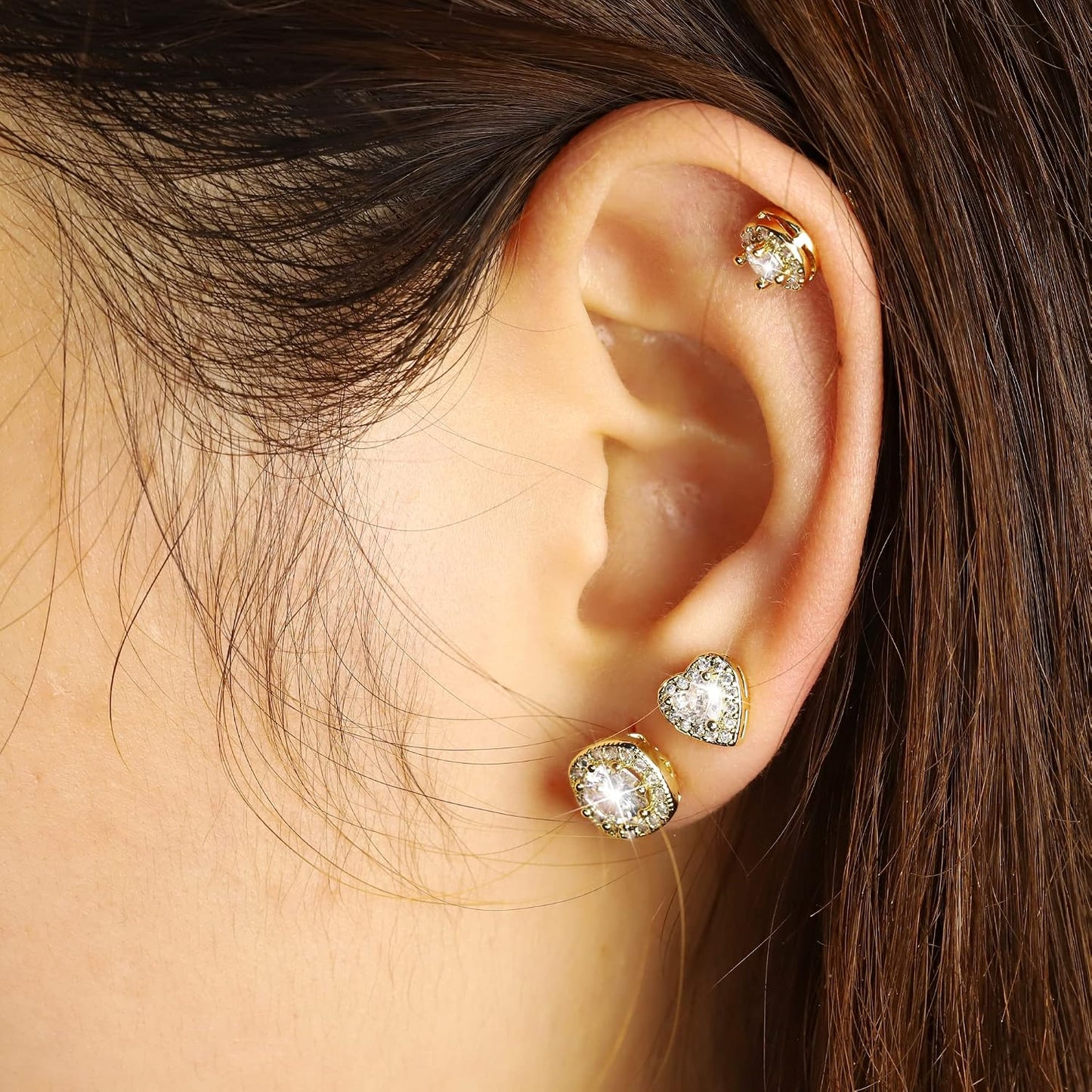 ALEXCRAFT Aretes de tuerca de plata de ley para mujeres y niñas, ci...