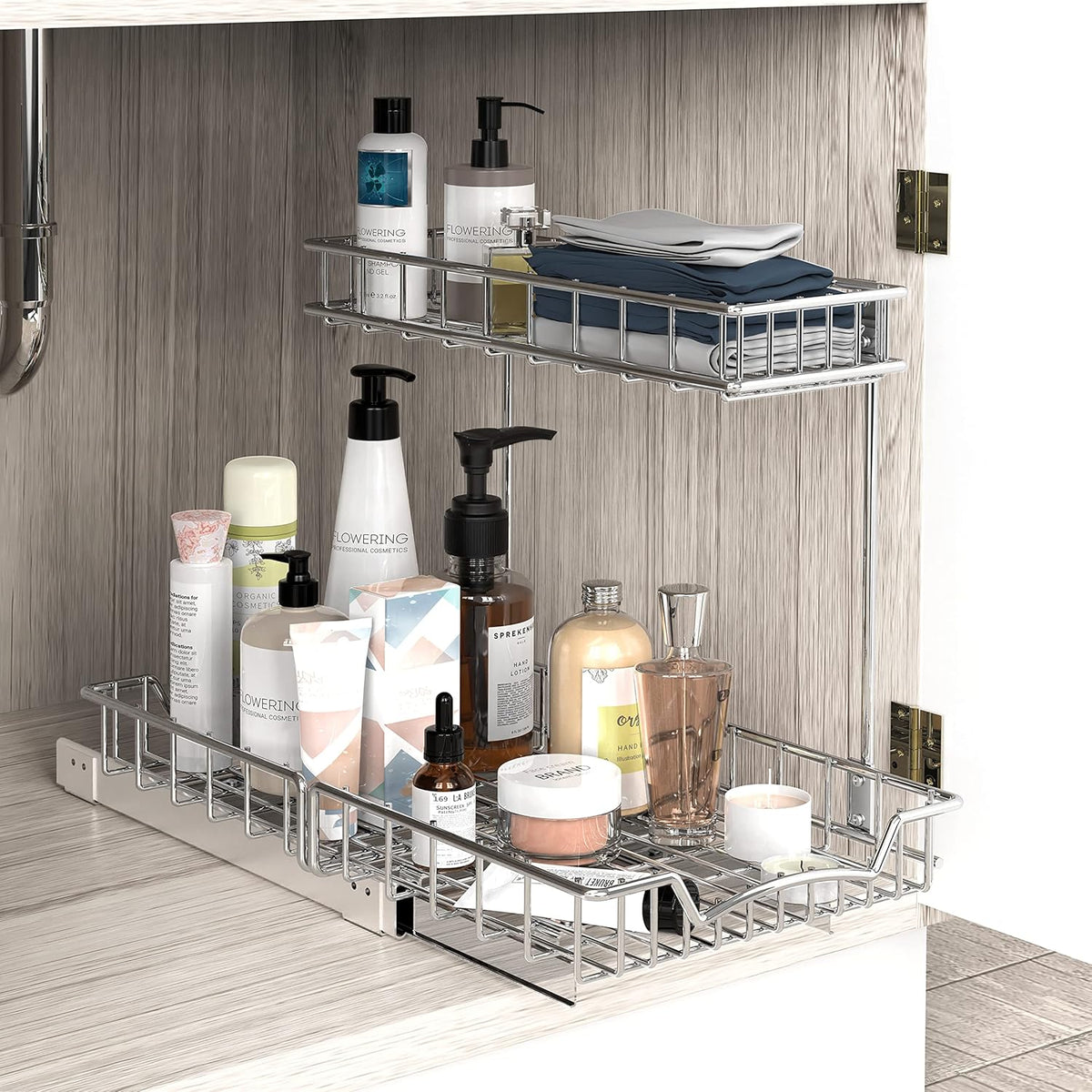 Simple Houseware Estante deslizante extraíble de 2 niveles (L+M) pa...