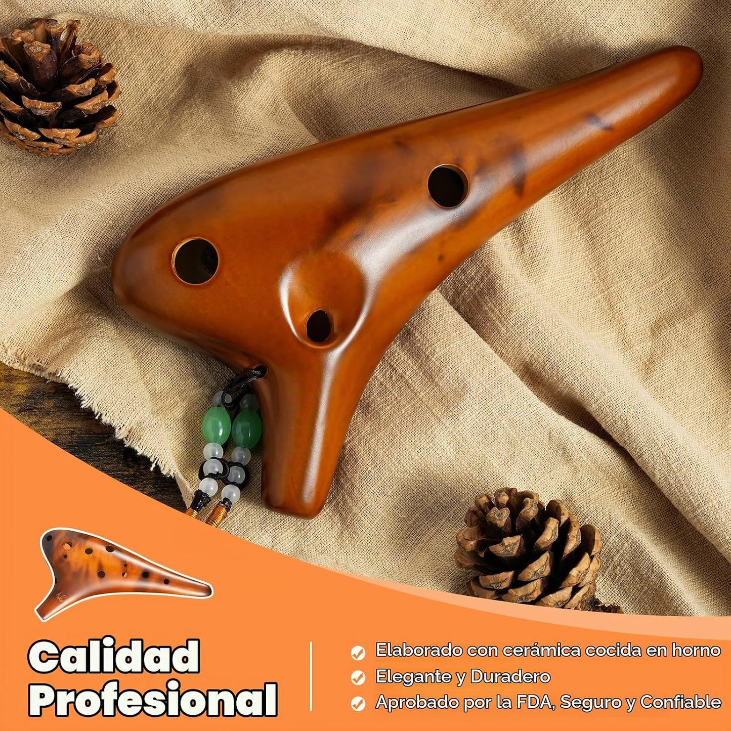 Ohuhu Instrumento Ocarina con libro de canciones, 12 hoyos de cerám...