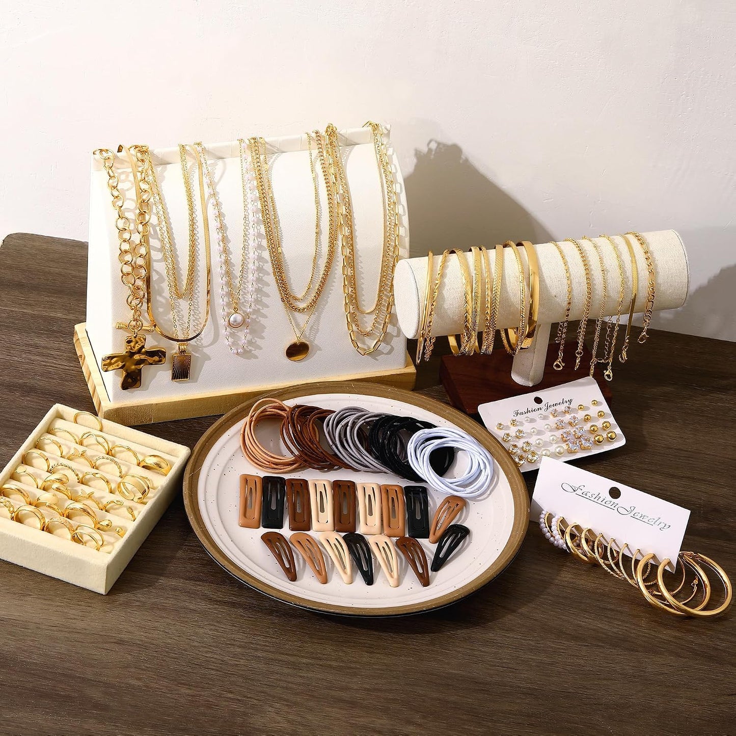 FAXHION Juego de joyas de oro para mujer, 68 piezas, con 7 collares...
