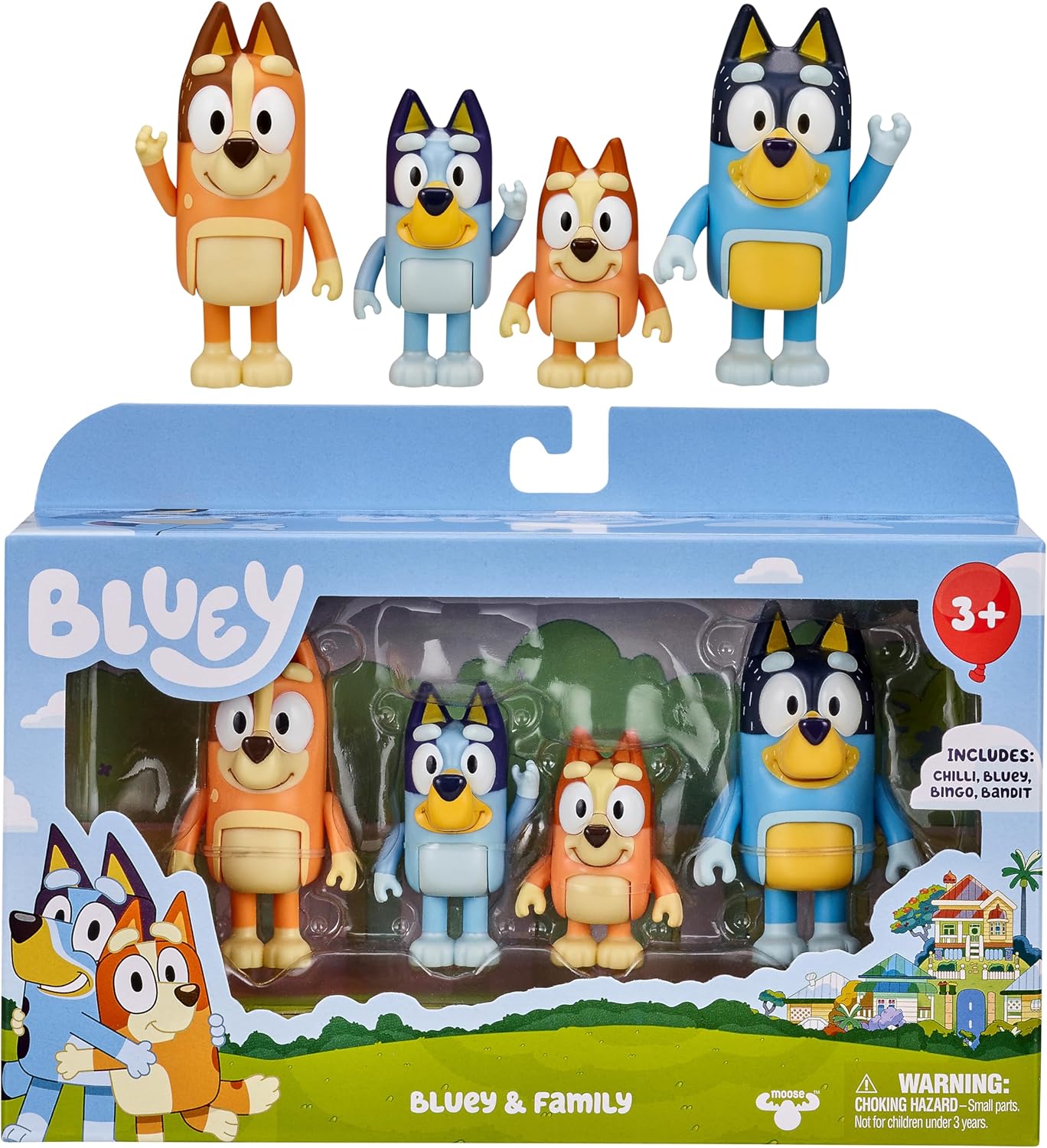 Bluey and Family - Paquete de 4 figuras de 2.5-3 pulgadas posables...