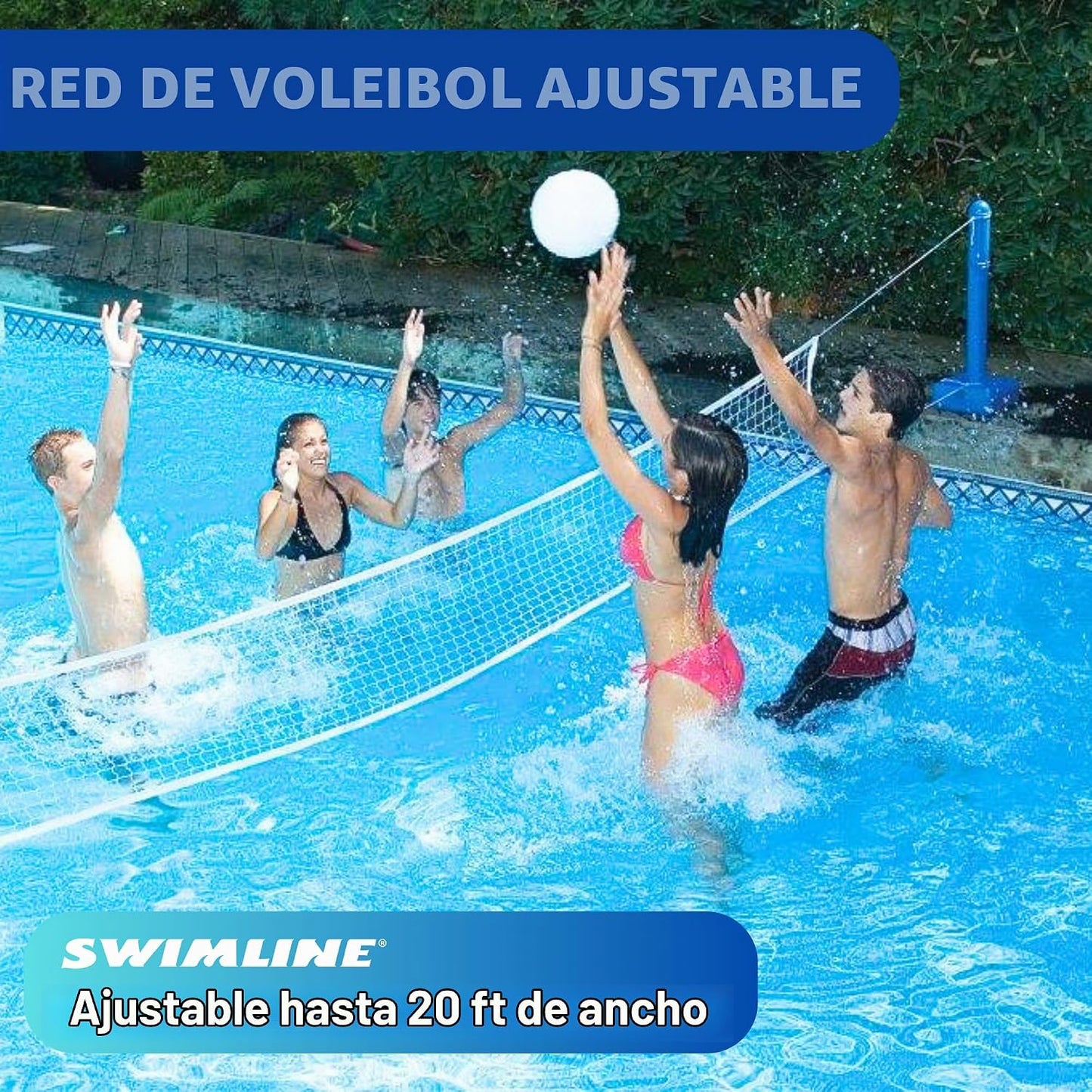 Molded Cross-Pole Volly, Red y palos para volley de piscina