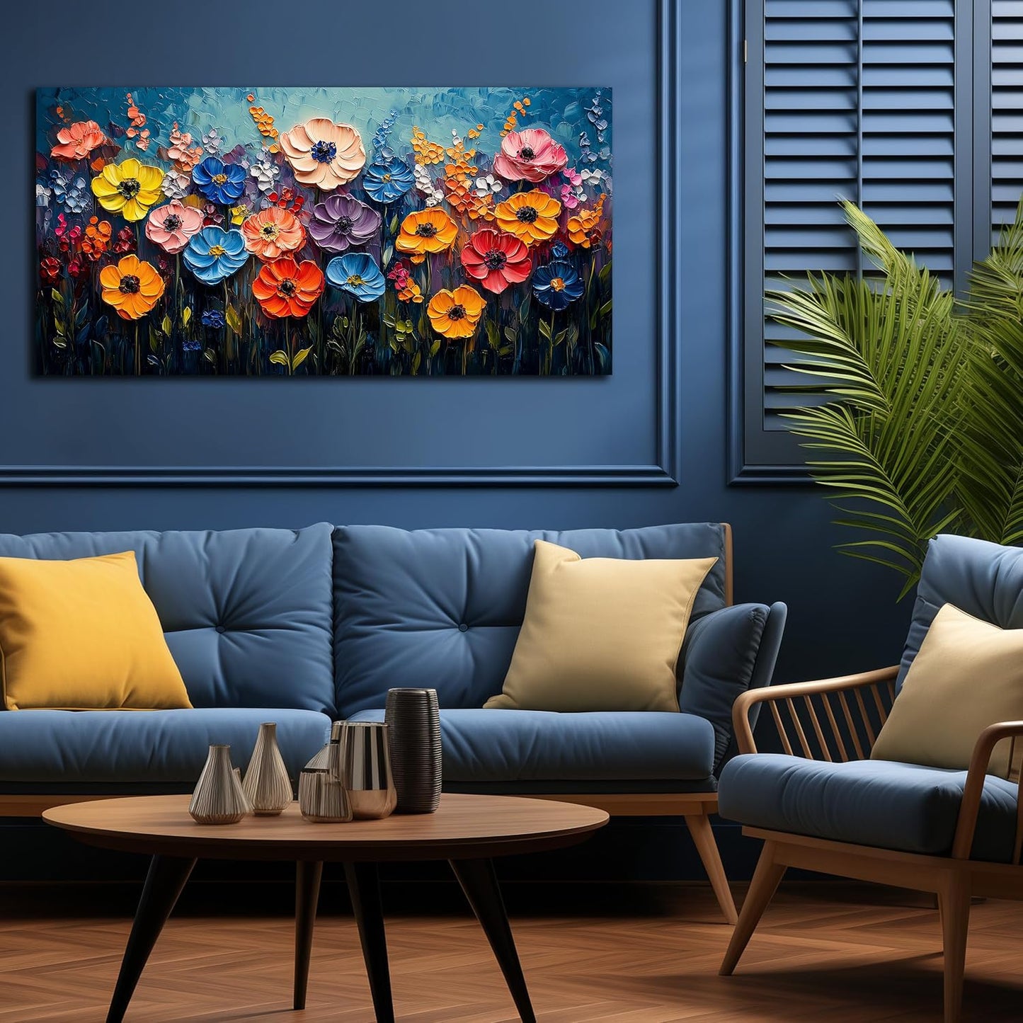 MDHKVPM Lienzo decorativo de pared con estampado floral para dormit...