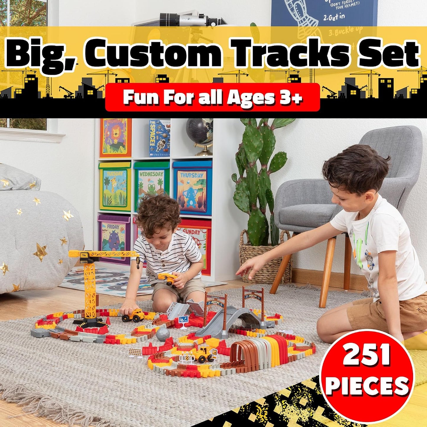 USA Toyz - Juego de construcción Snap Trax con pistas de carreras p...