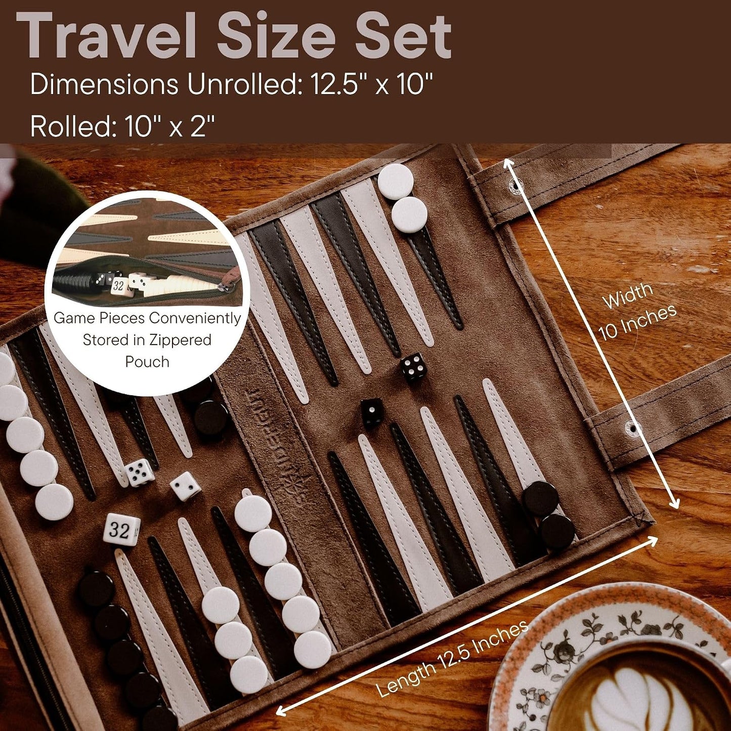 Sondergut - Juego de backgammon portátil enrollable de gamuza de cu...