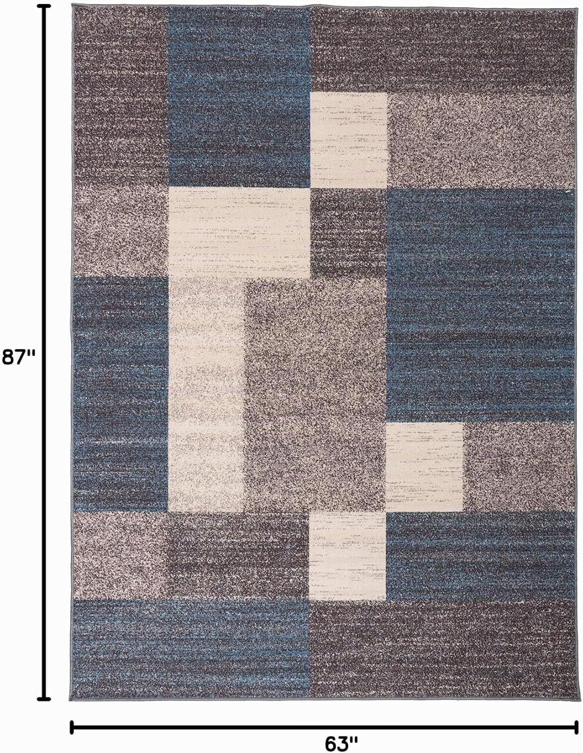 Rugshop Alfombra contemporánea con diseño geométrico azul en cajas,...