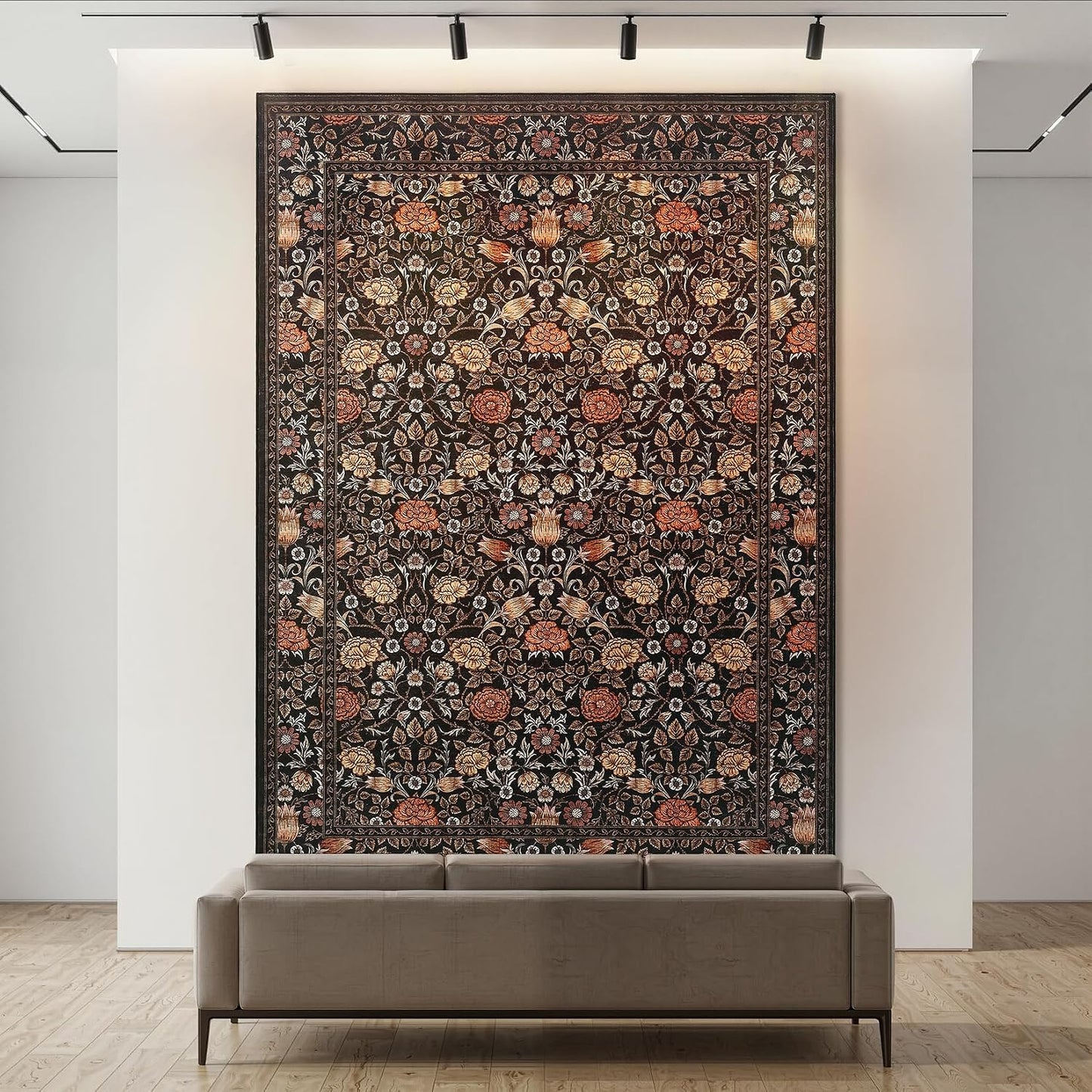 GarveeHome Alfombra Vintage Floral Lavable Marrón de 8x10 pies para...
