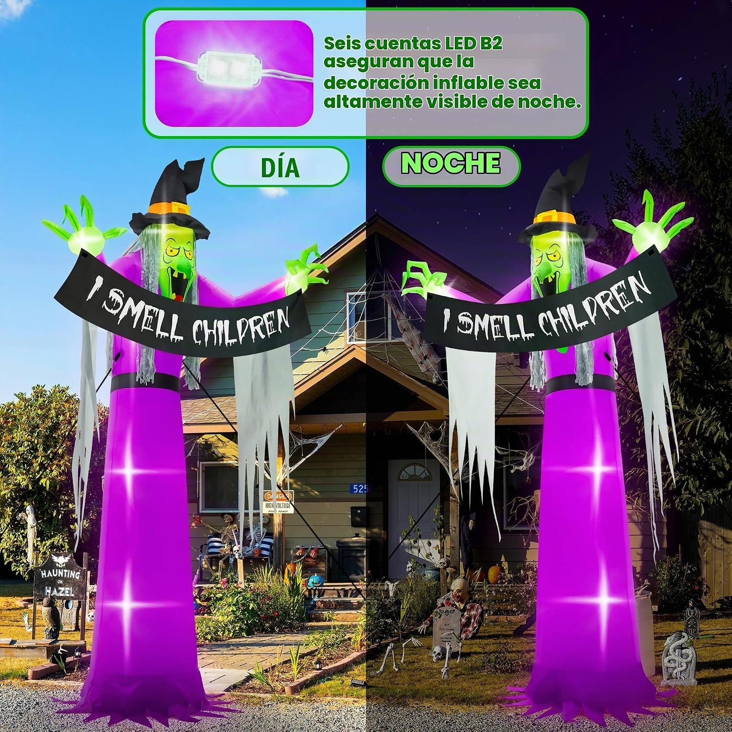 Inflables de Halloween para exteriores de 13 pies, decoración de pa...