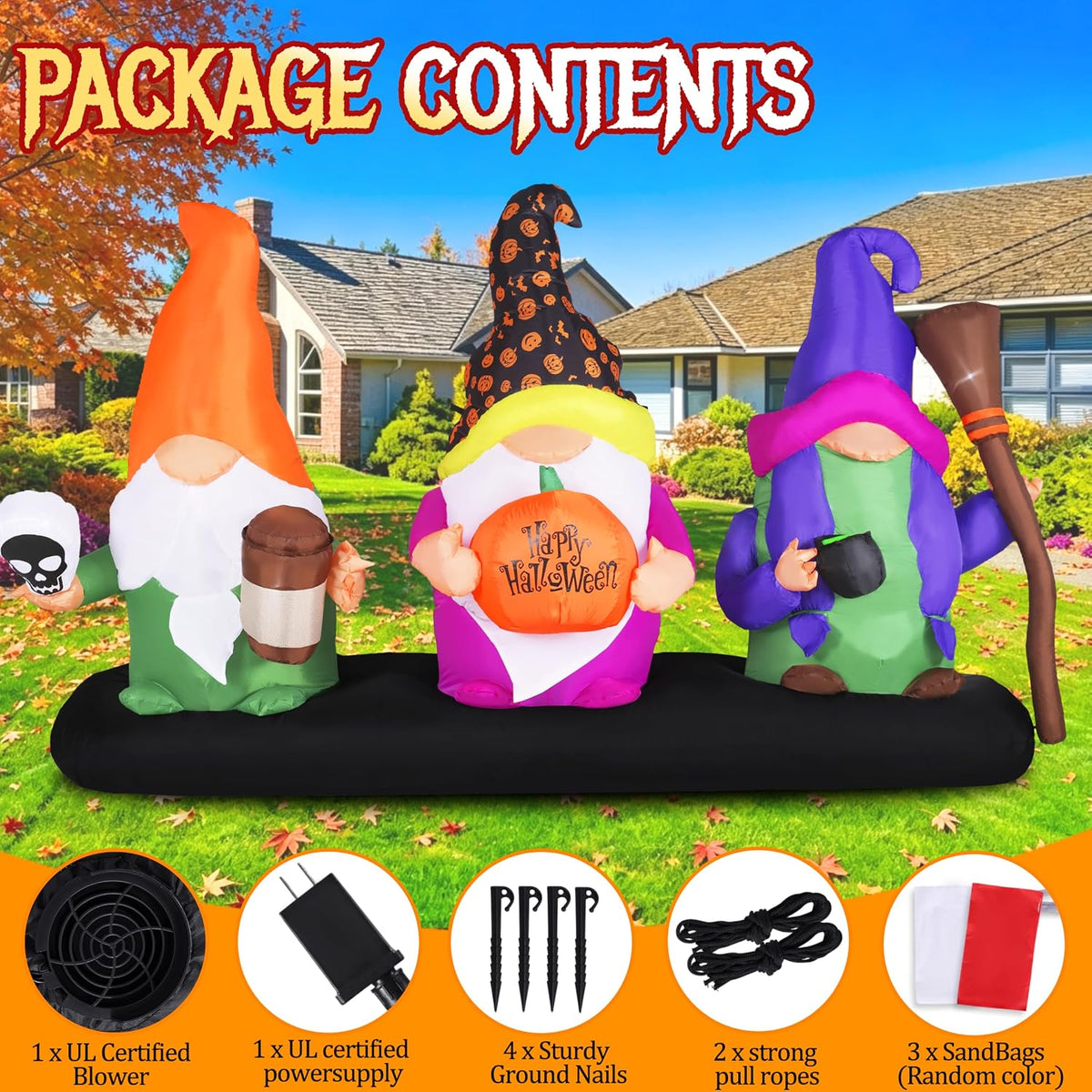 GIFTFIND Decoración inflable de 3 magos para Halloween de 9.4 pies...