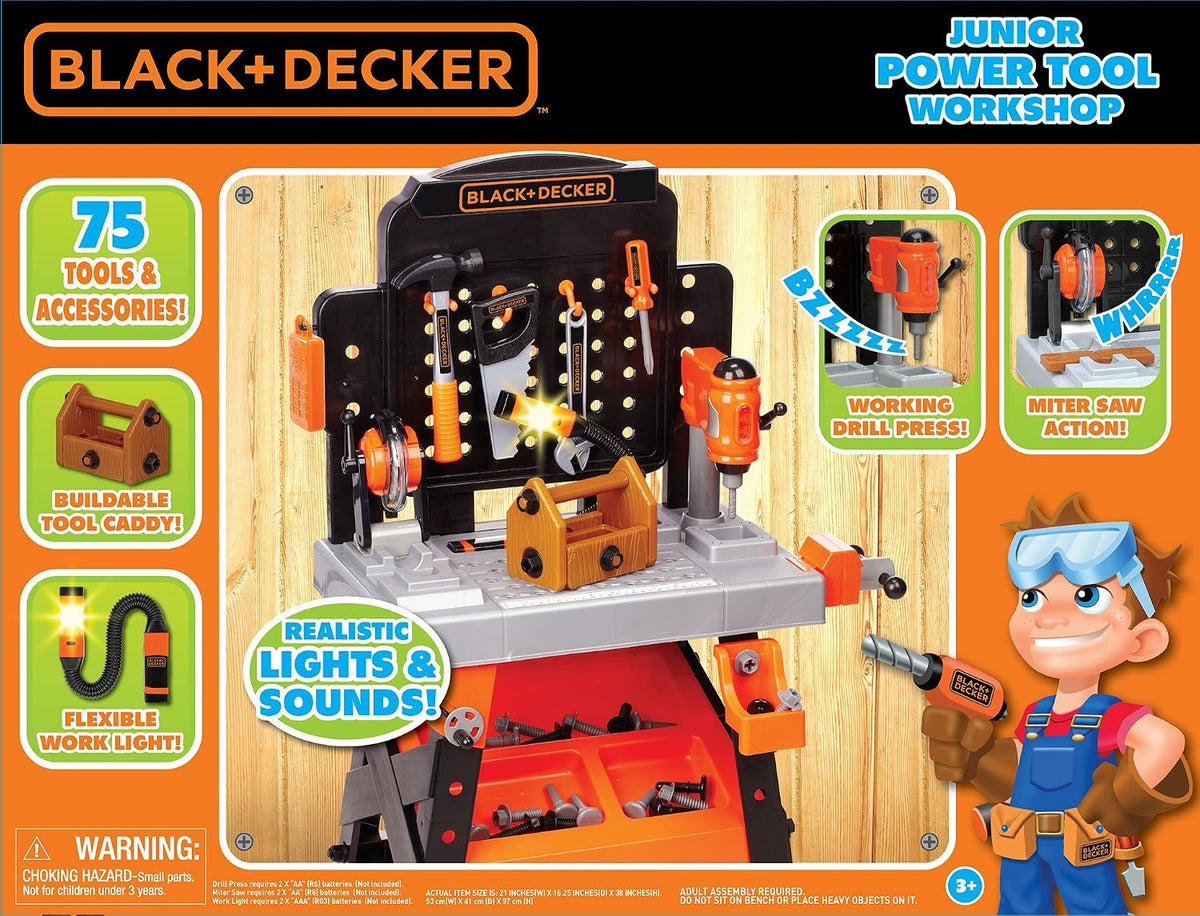 Black+Decker Banco de trabajo para niños - Taller de herramientas e...
