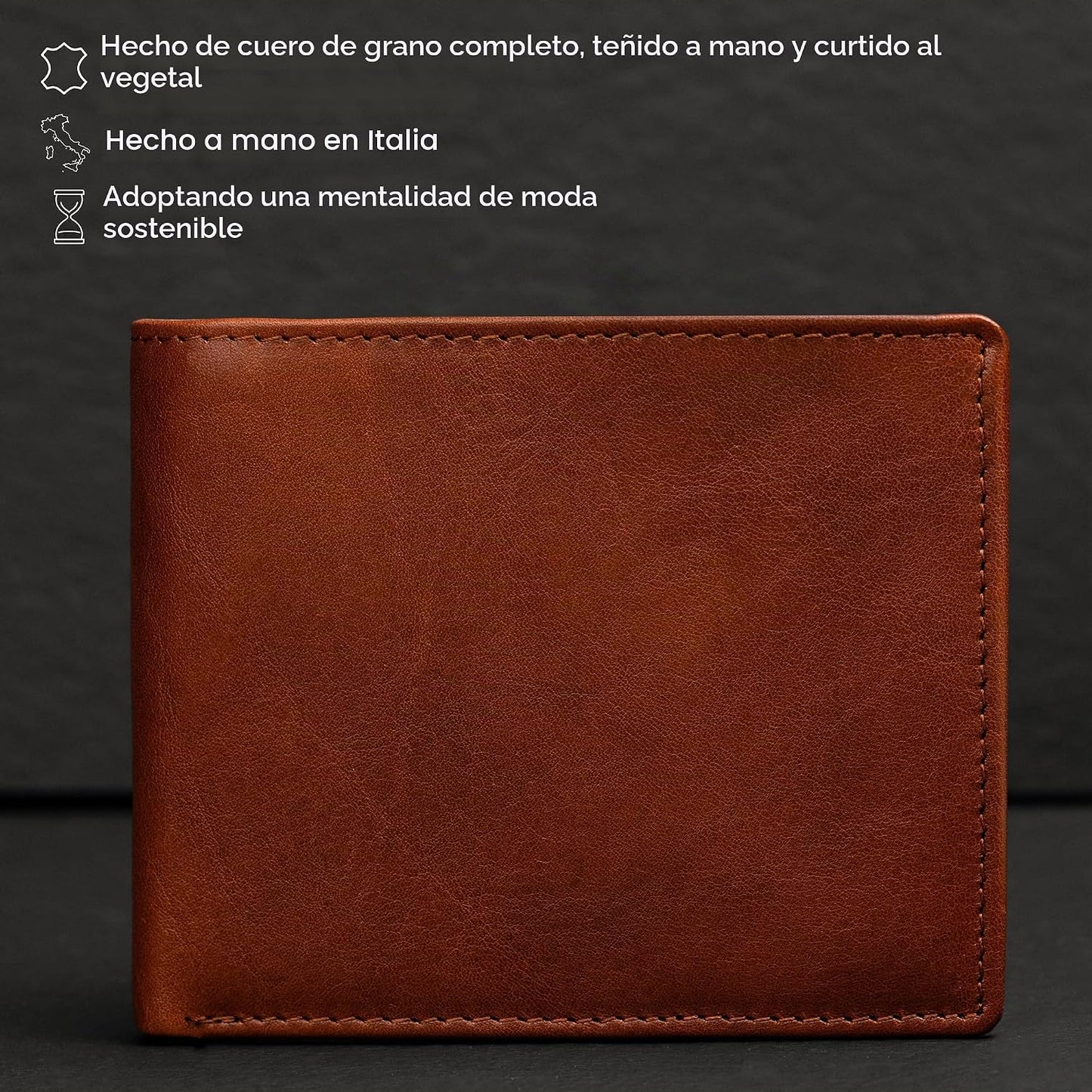 Time Resistance Cartera de cuero para hombre, diseño minimalista co...