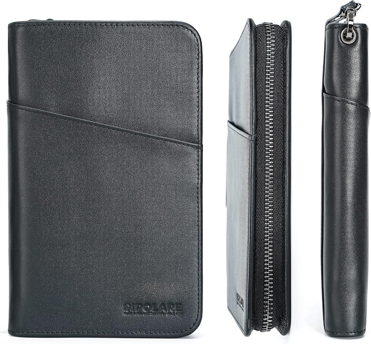 Polare - Funda para pasaporte de cuero de grano completo para hombr...