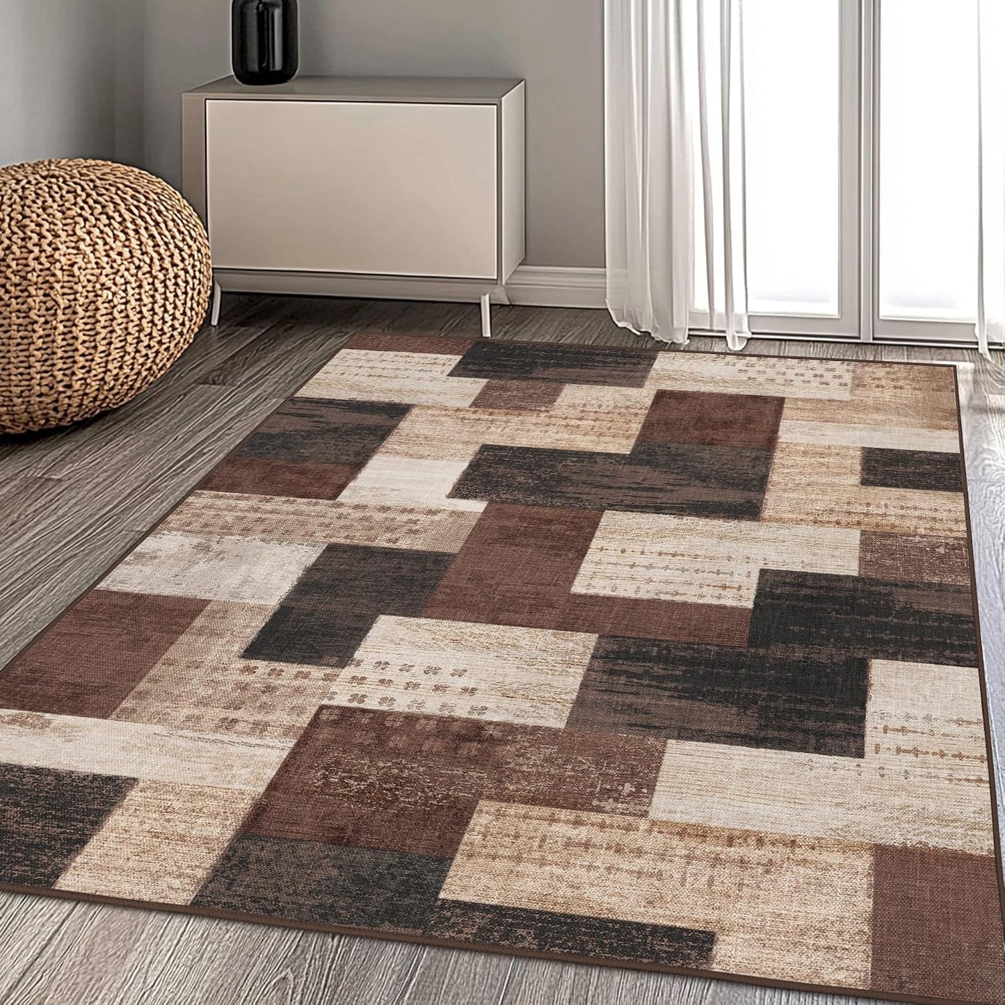 QDUIDU Alfombra moderna de retazos geométricos para interiores para...