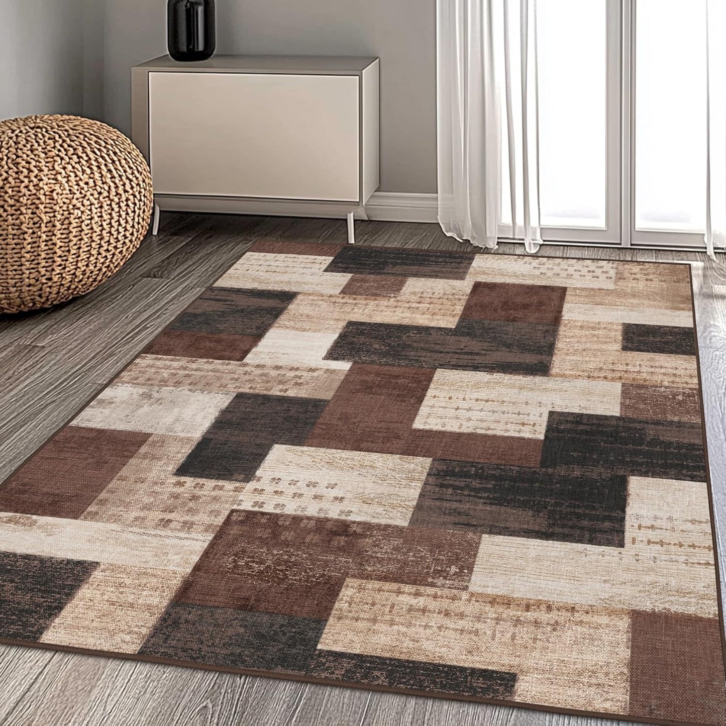 QDUIDU Alfombra moderna de retazos geométricos para interiores para...