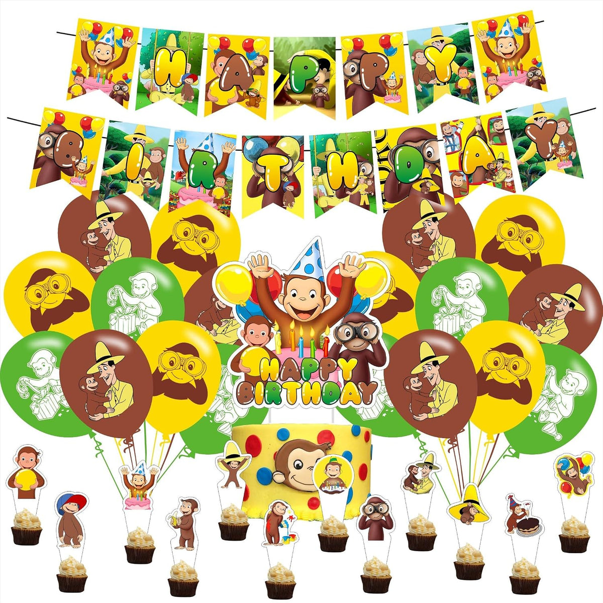 Suministros de fiesta de cumpleaños de George of Curious de dibujos...