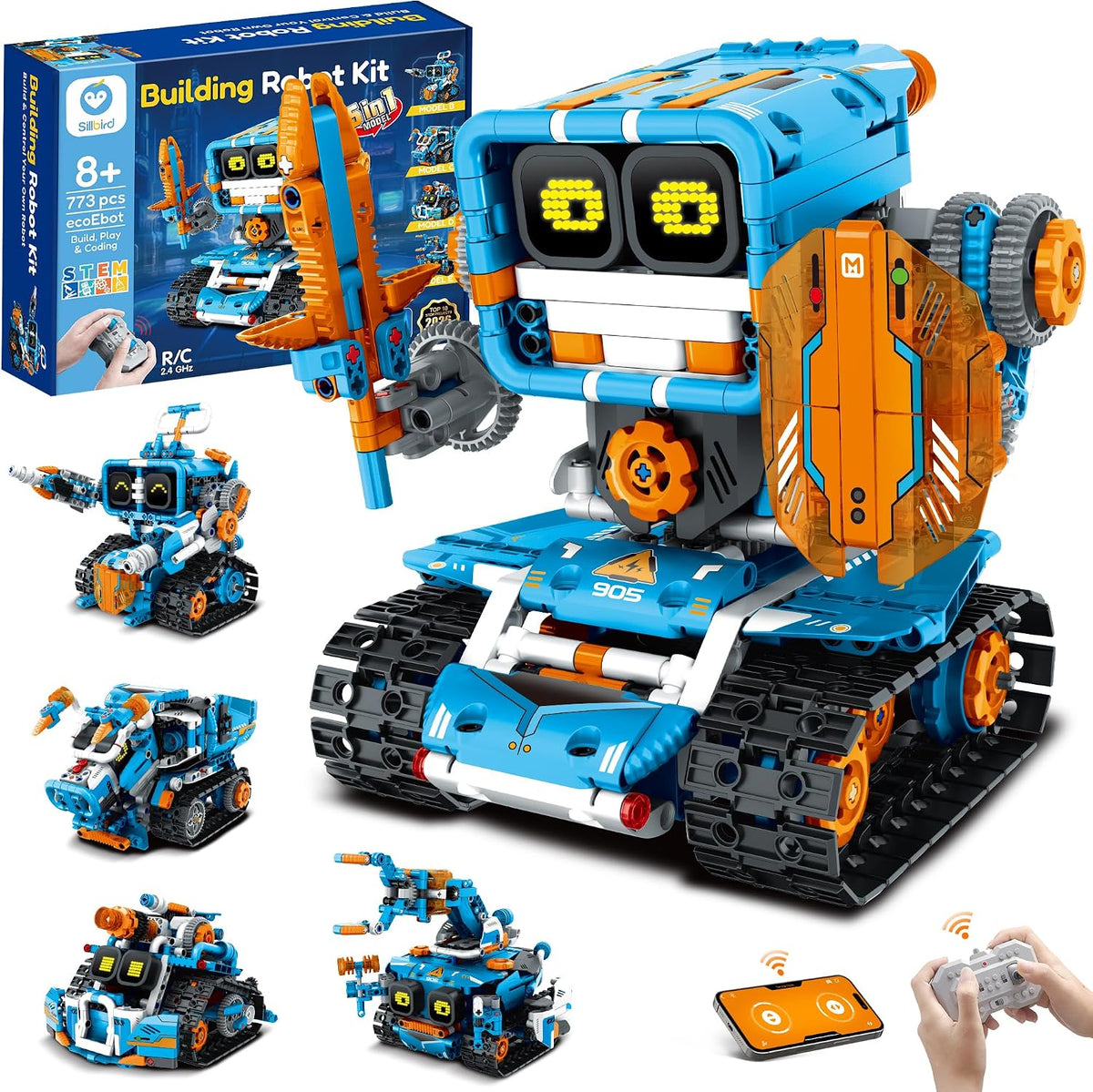 Sillbird Kit de robot de construcción con control remoto, regalos S...