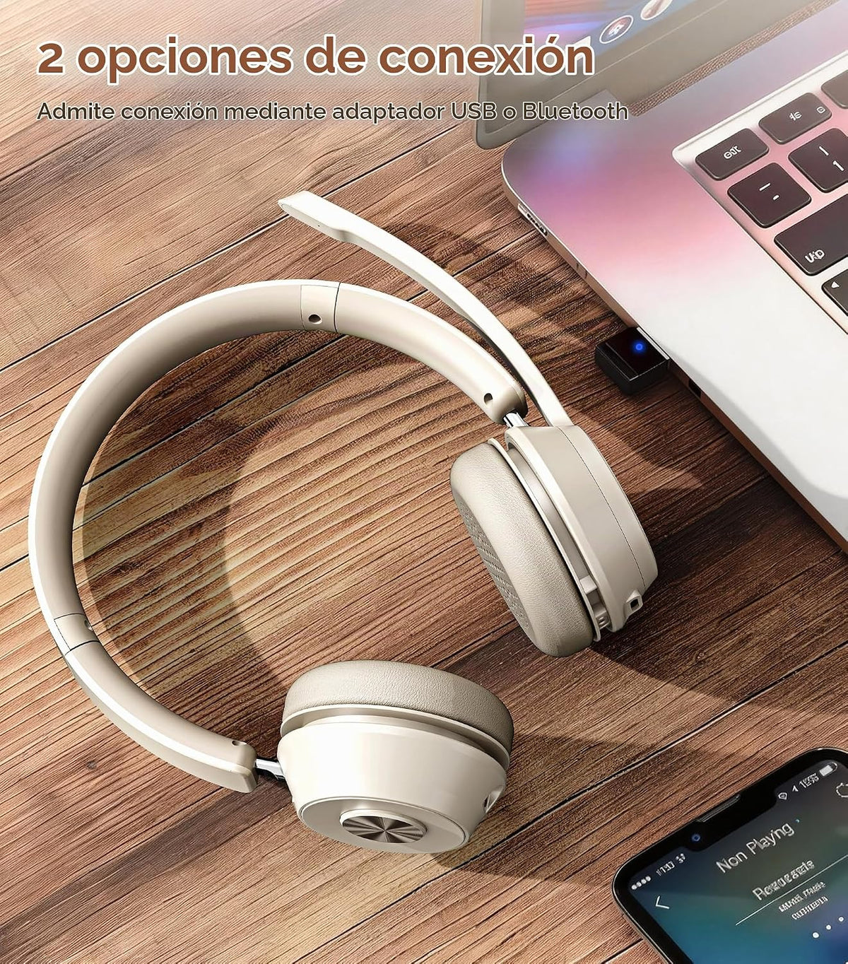Auriculares inalámbricos con micrófono para el trabajo, Auriculares...