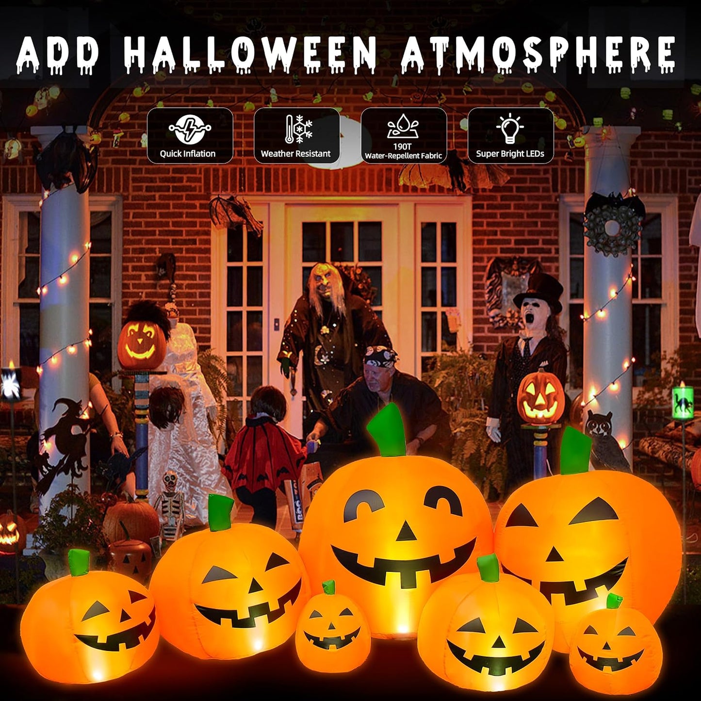Decoraciones de Halloween para exteriores, calabazas inflables de 7...