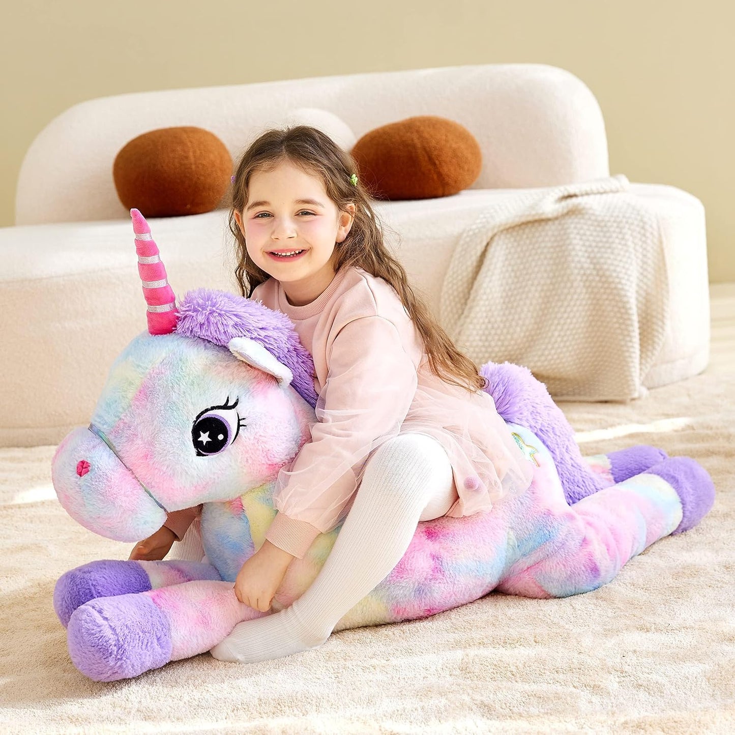 IKASA Juguete de peluche de unicornio gigante, juguetes suaves gran...