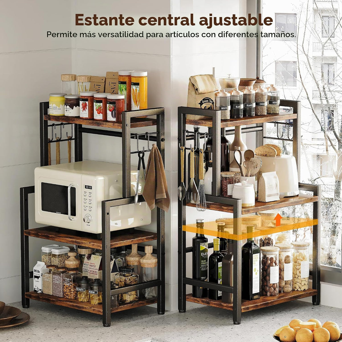 Organizador de encimera de cocina, organizador grande de 3 niveles...