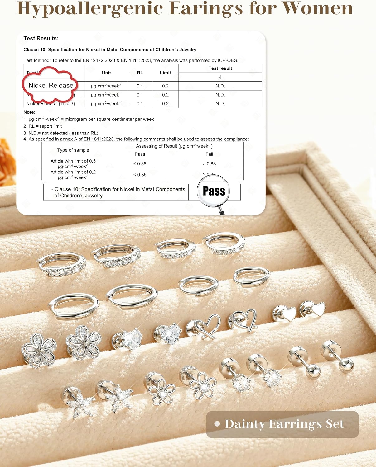 Aretes de tuerca hipoalergénicos de oro para mujeres y niñas - Jueg...