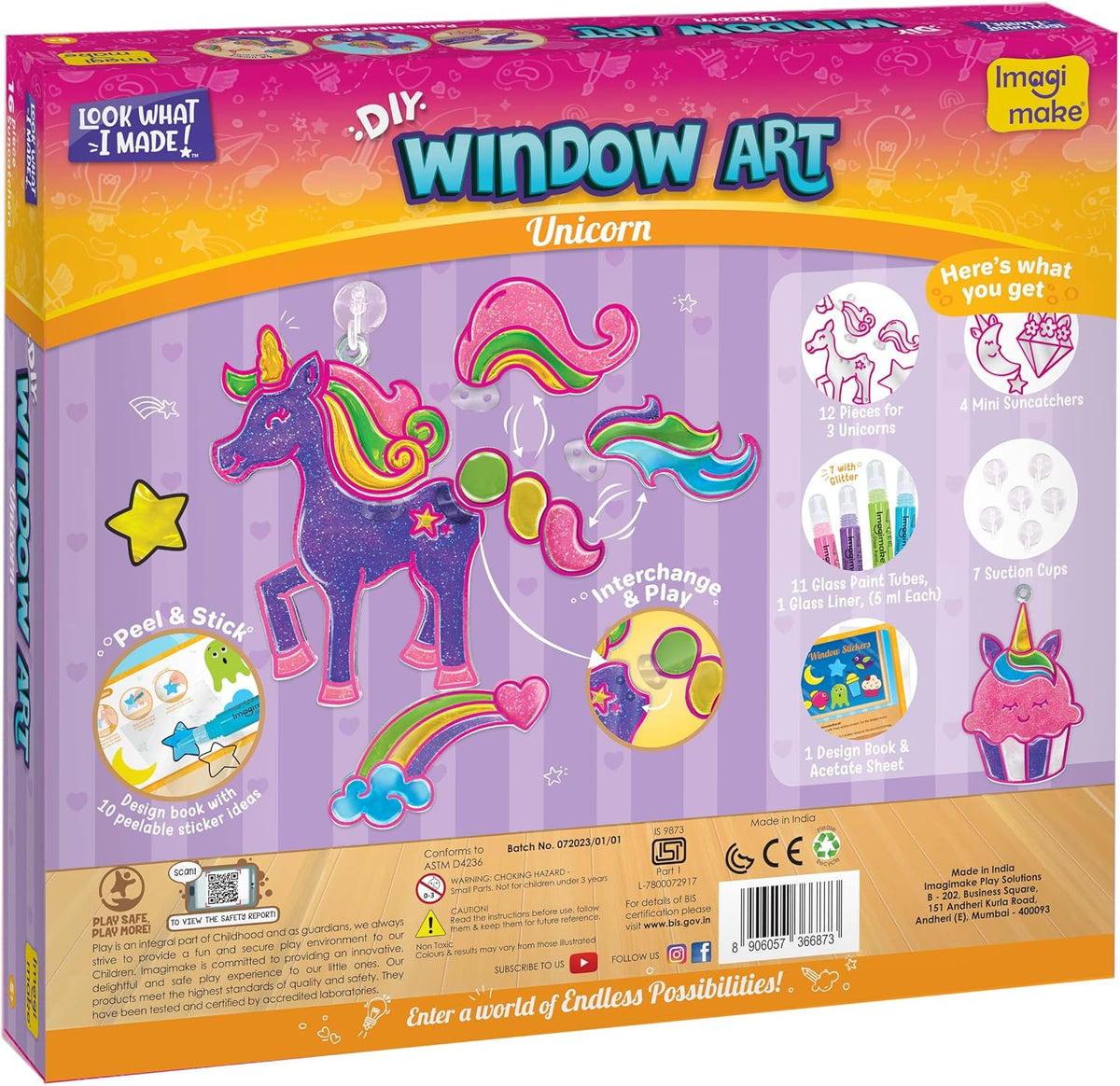 Imagimake Arte de ventana - Unicornio, kit de atrapasoles de 16 pie...