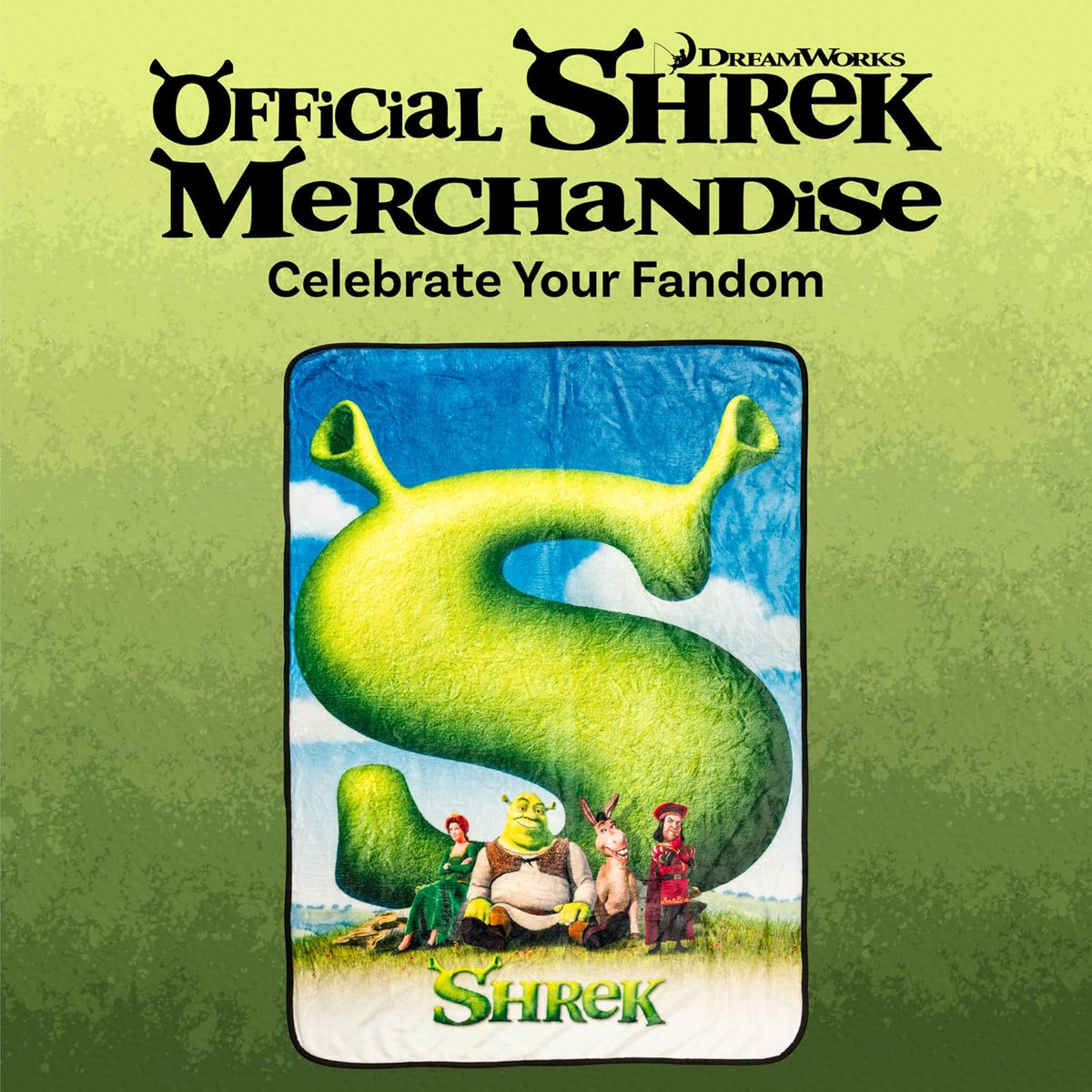 Silver Buffalo Shrek - Póster de película de burro, manta de forro...